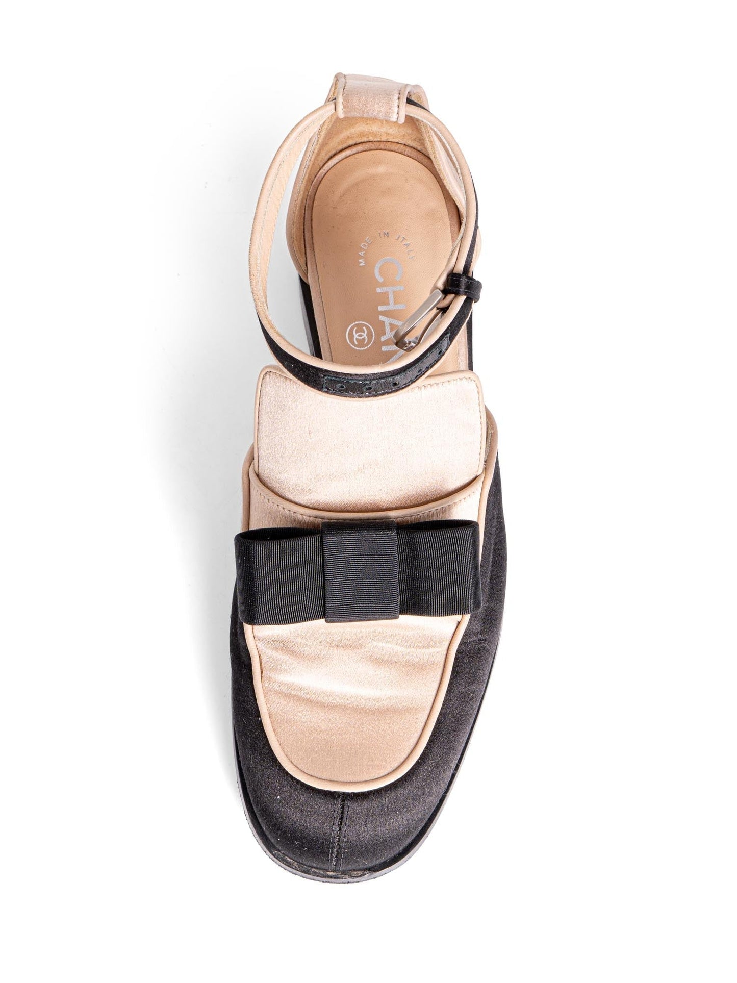 Chanel Spring Runway  Cut-Out Bow Oxfords Shoes Black Beige