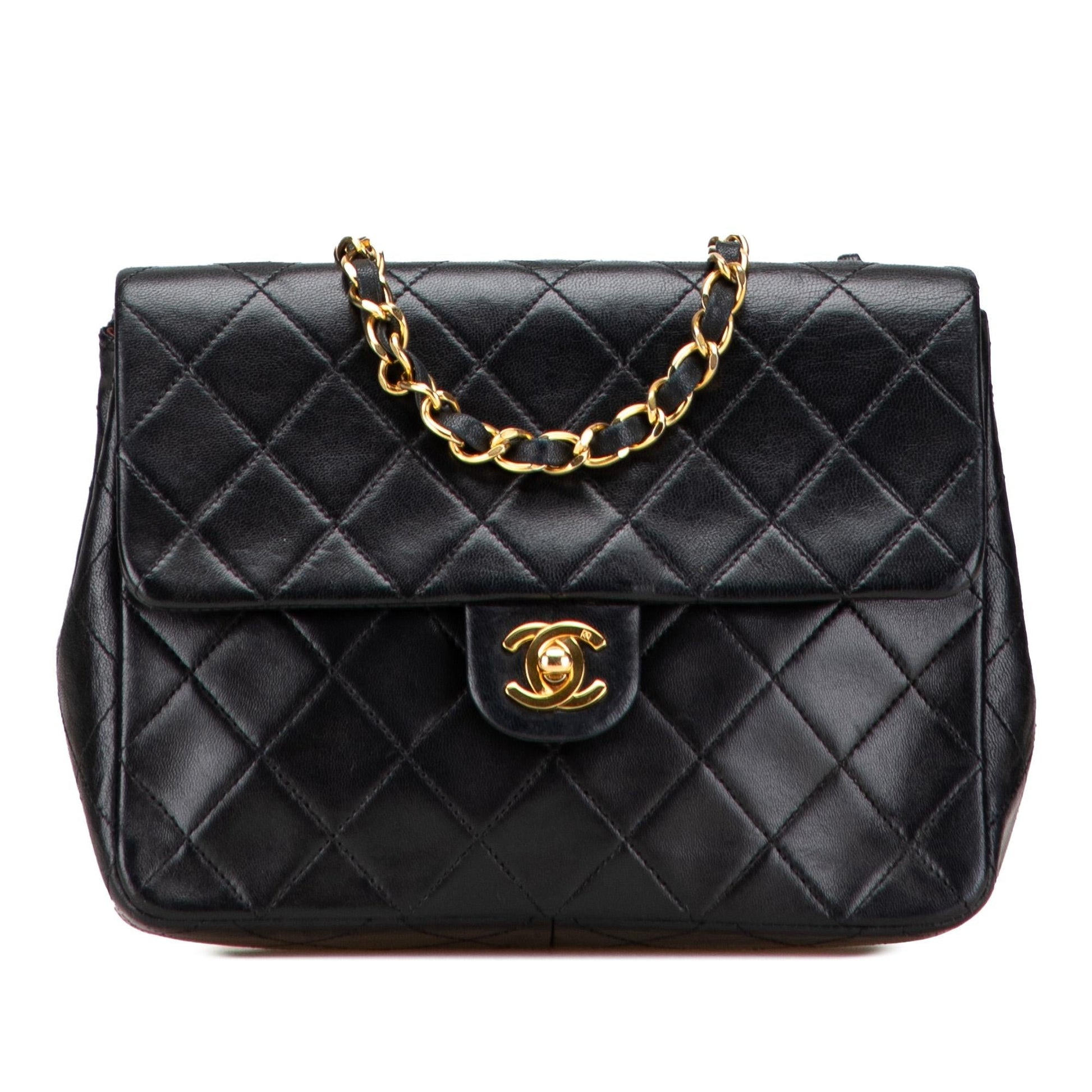 Chanel Square Quilted Lambskin Single Flap Handbag Flap 1