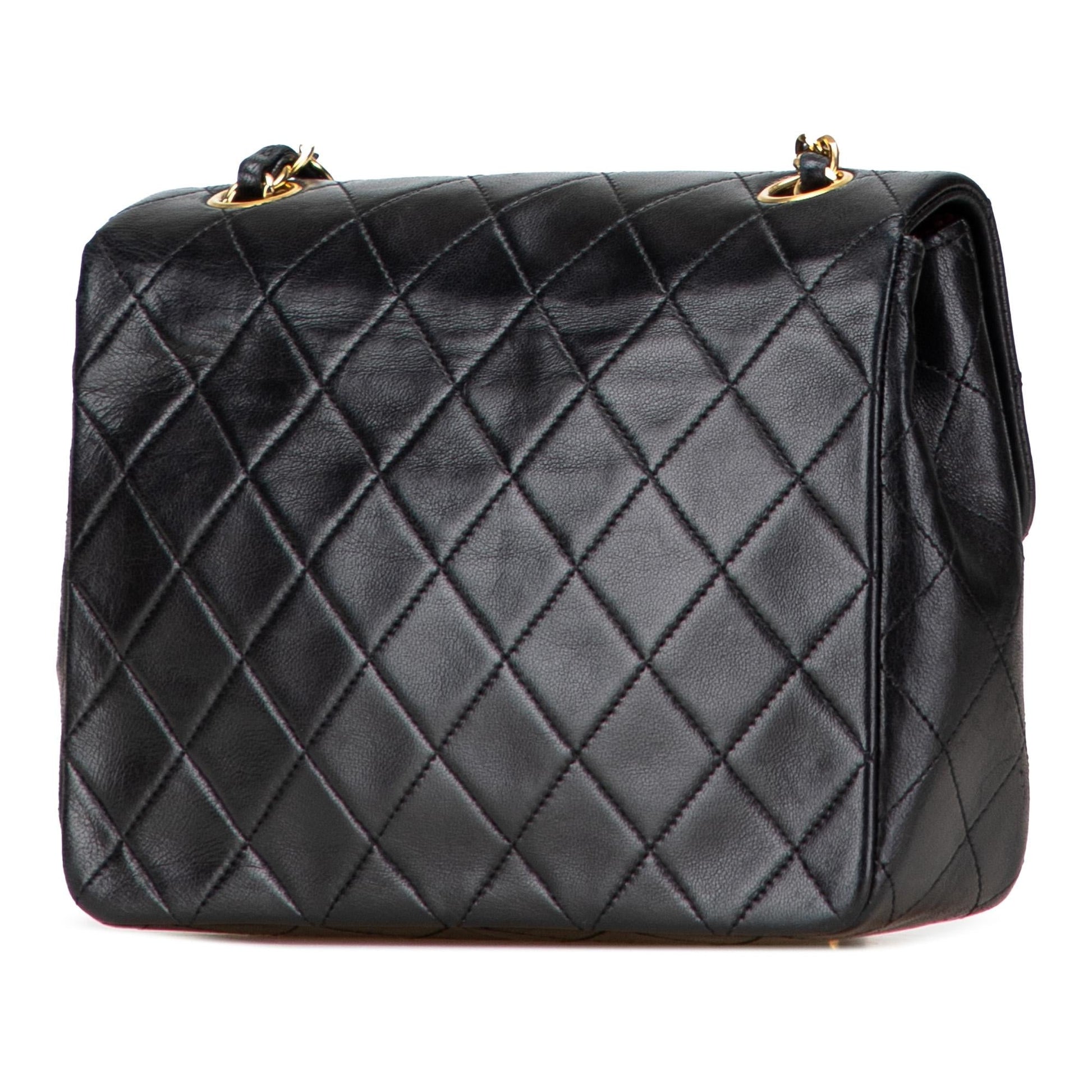 Chanel Square Quilted Lambskin Single Flap Handbag Flap 1