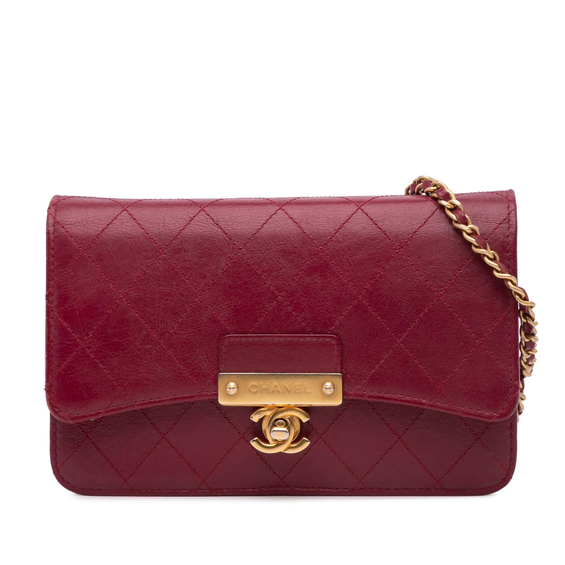 Chanel Stitched Goatskin Golden CC On Wallet Case