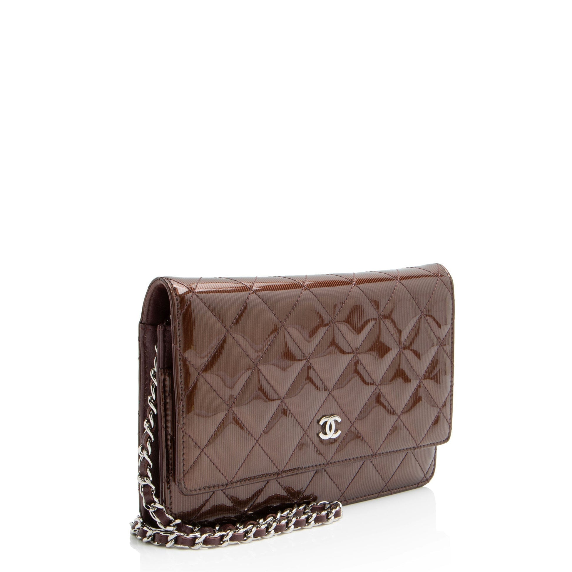Chanel Striated Patent Classic on Leather Wallet Case