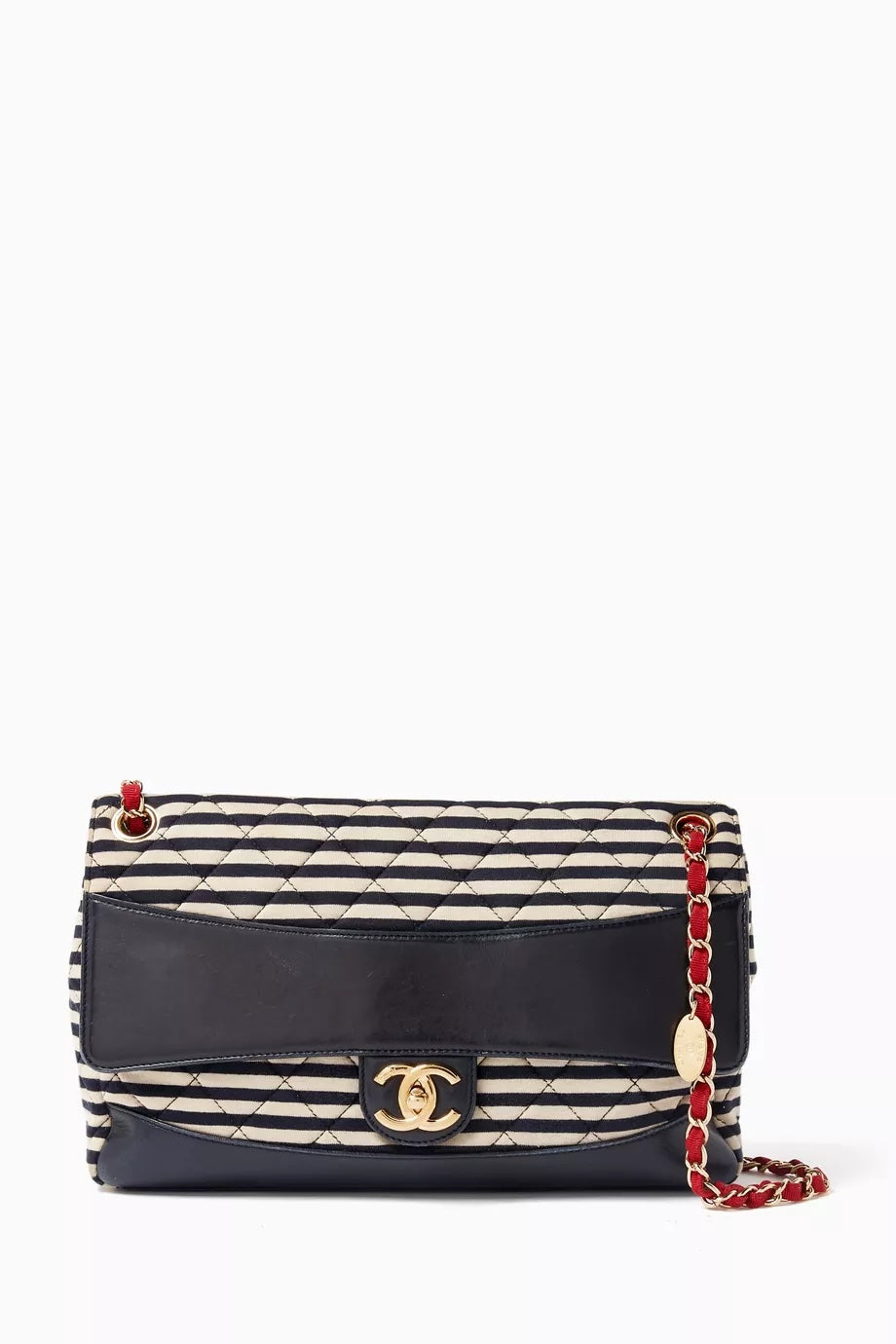 Chanel STRIPED JERSEY LAMBSKIN COCO SAILOR Small Handbag