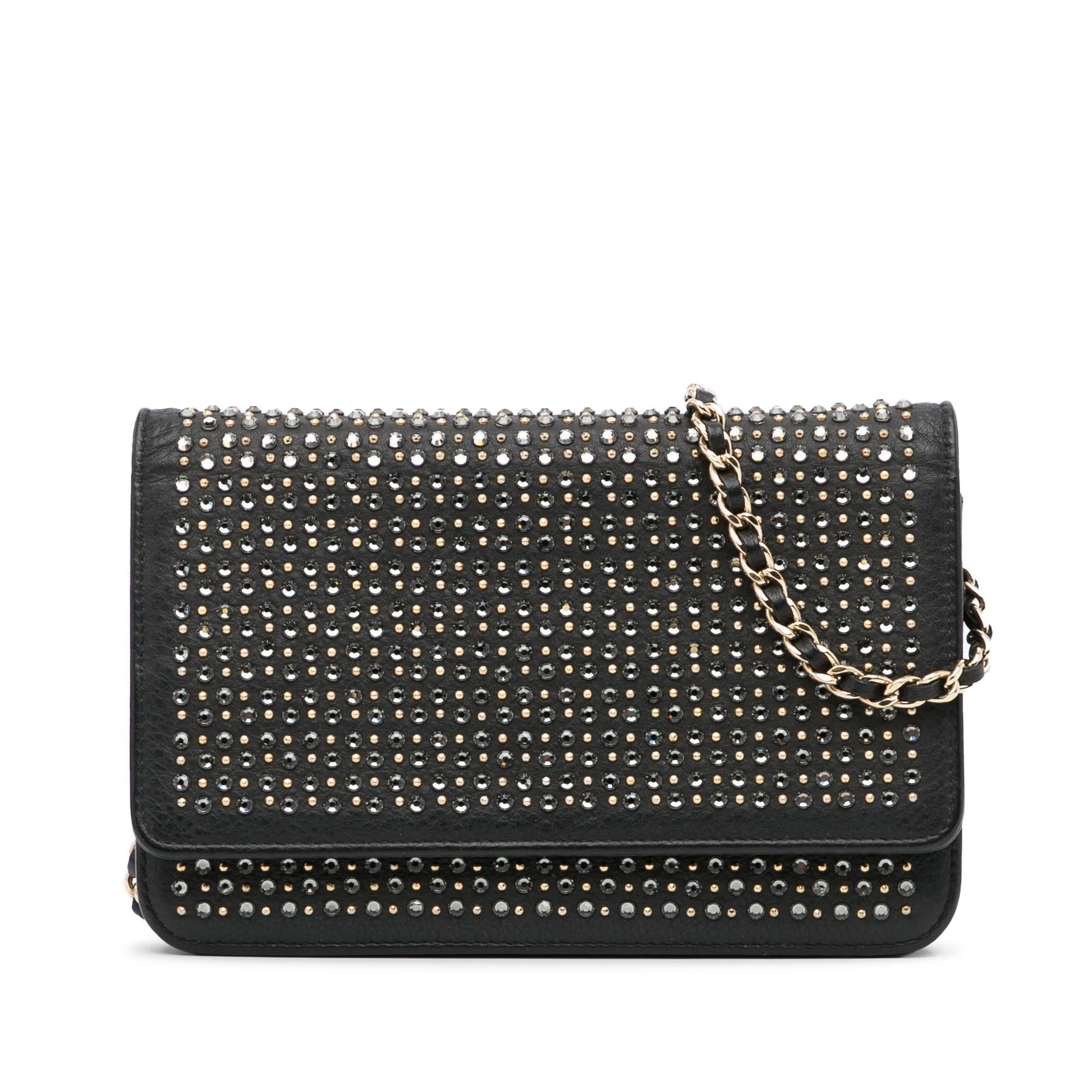 Chanel Studded on Leather Wallet Case On Chain