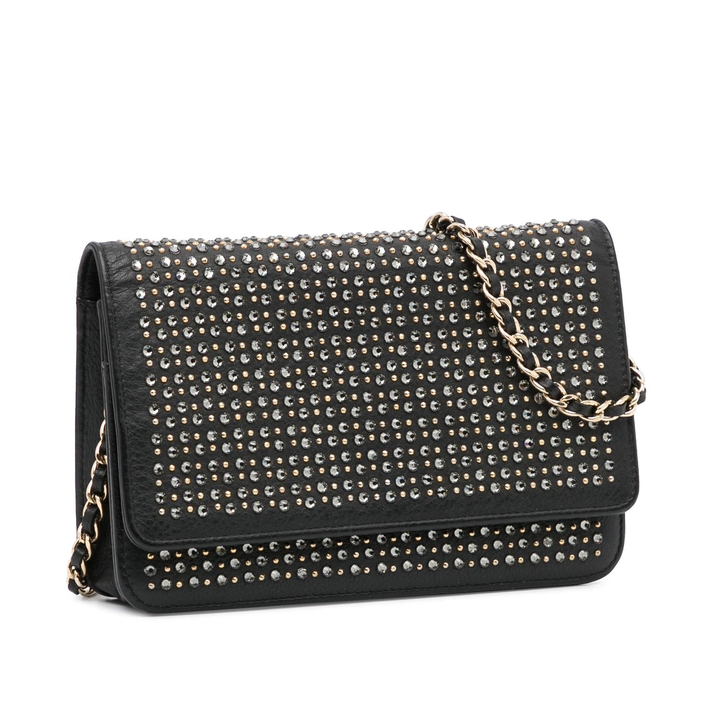 Chanel Studded on Leather Wallet Case On Chain