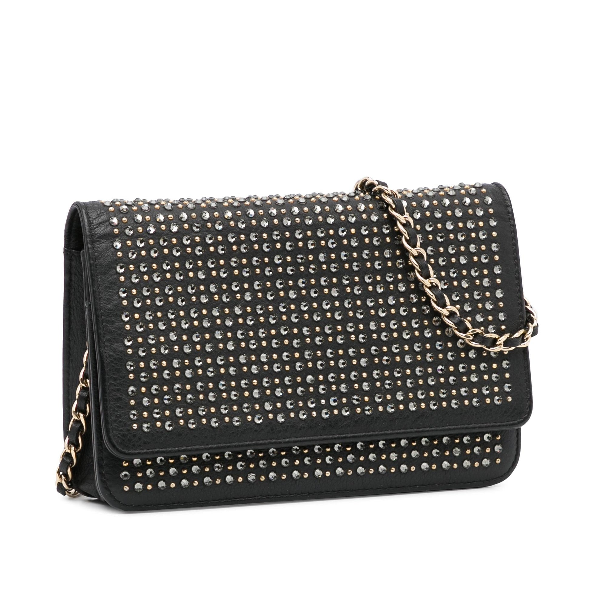 Chanel Studded on Leather Wallet Case On Chain