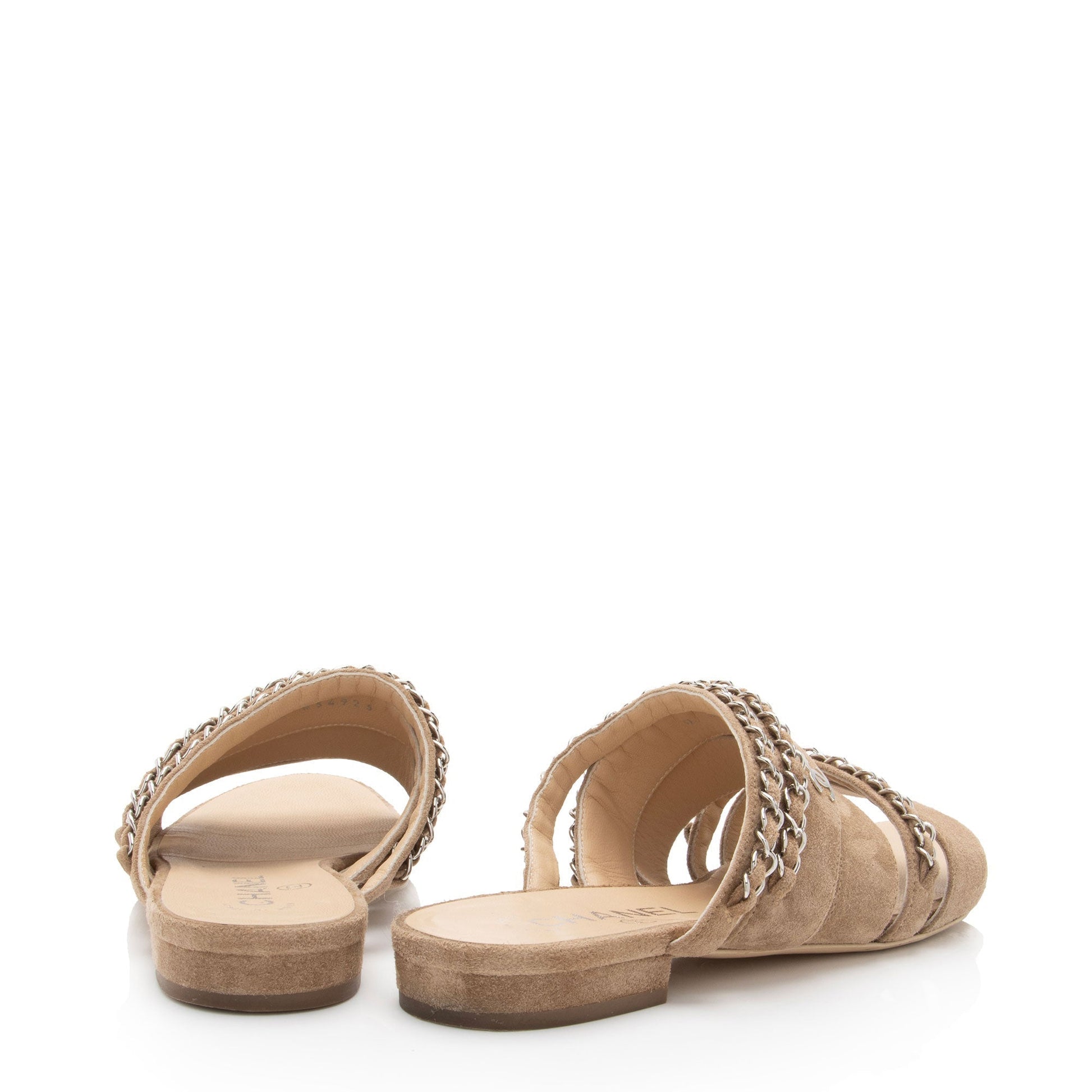 Chanel Suede Cc Chain Slide Sandals - Size 7C 37C (Shf-M1Fwc5)