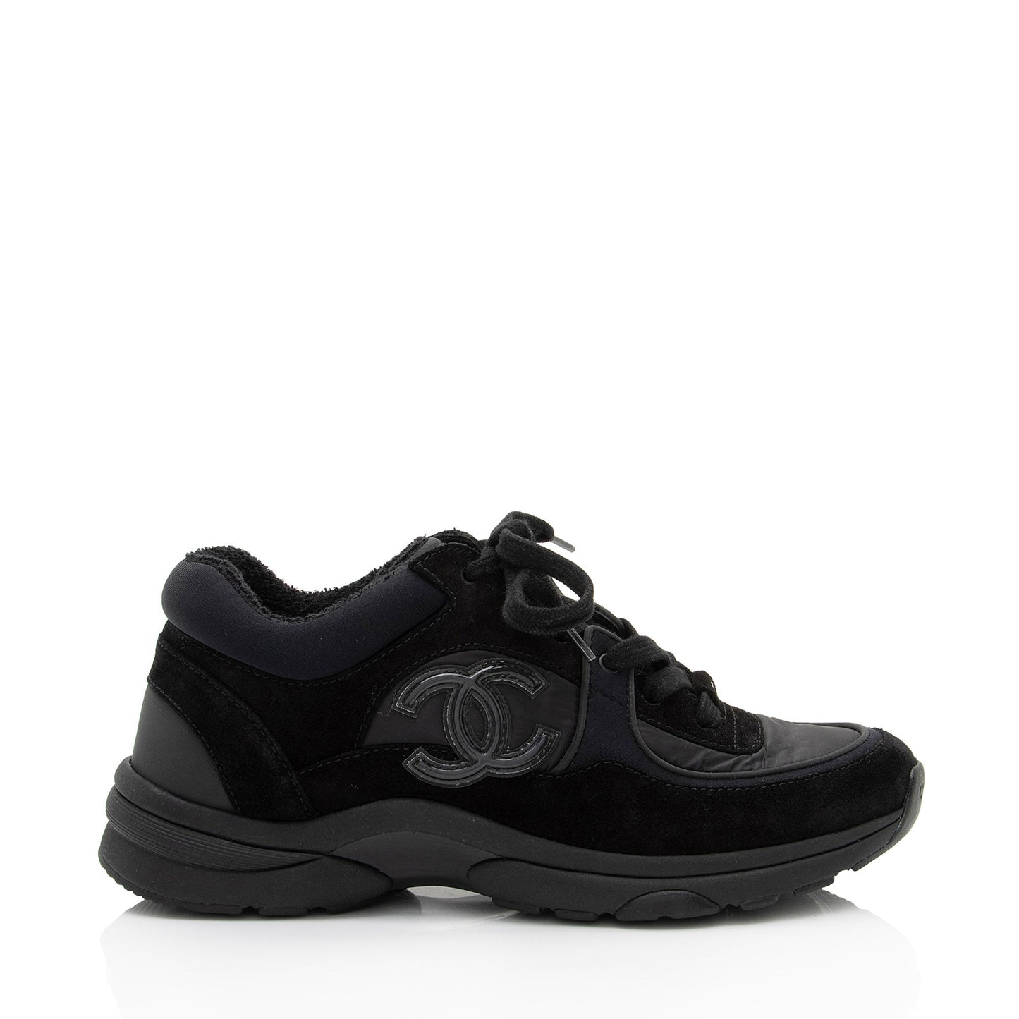 Chanel Suede Calfskin CC Sneakers Size 7.5 / 37.5 (shf PJYB9I) for Women