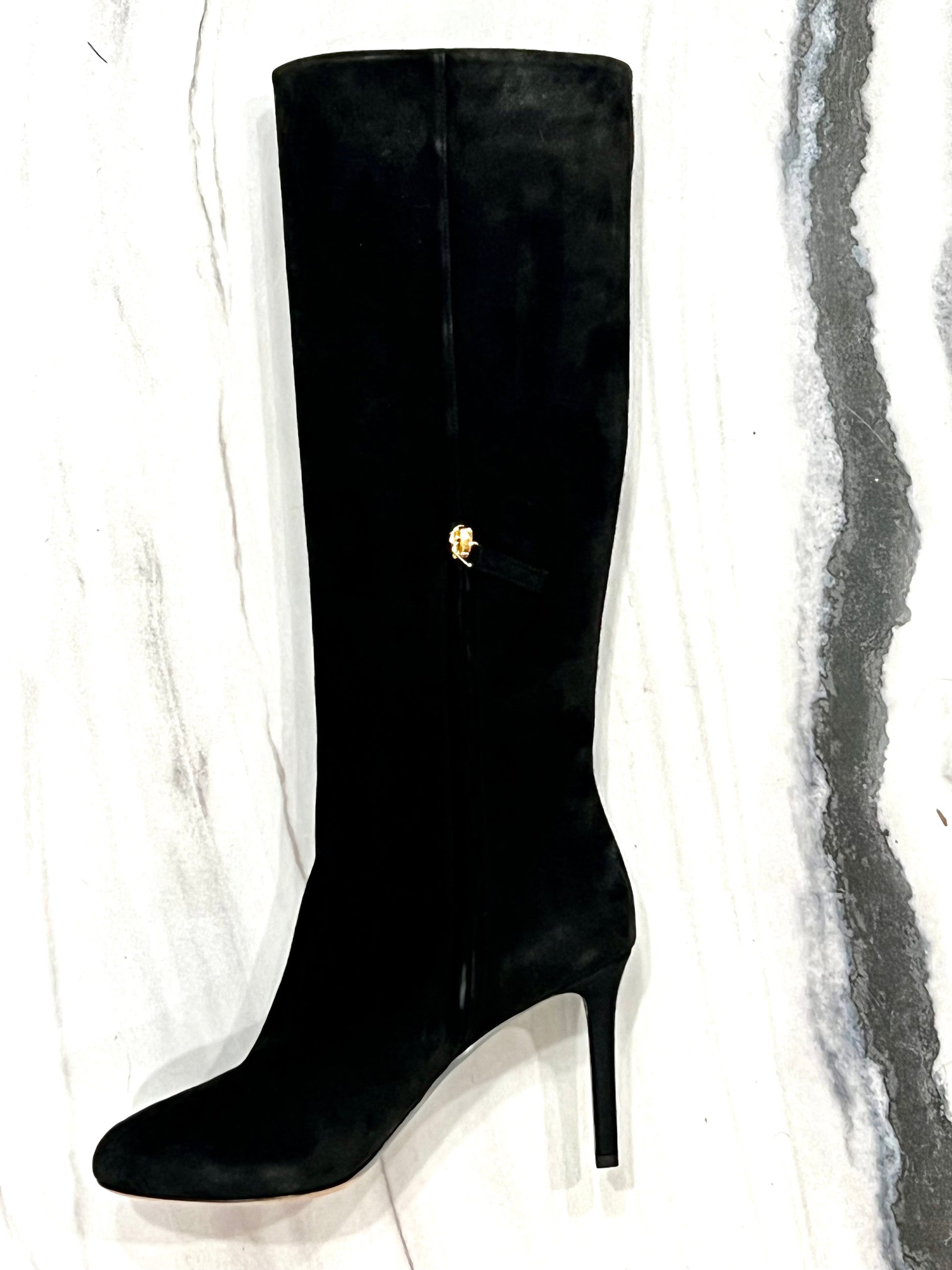 Chanel CC Suede Calfskin Knee High Boots for Women