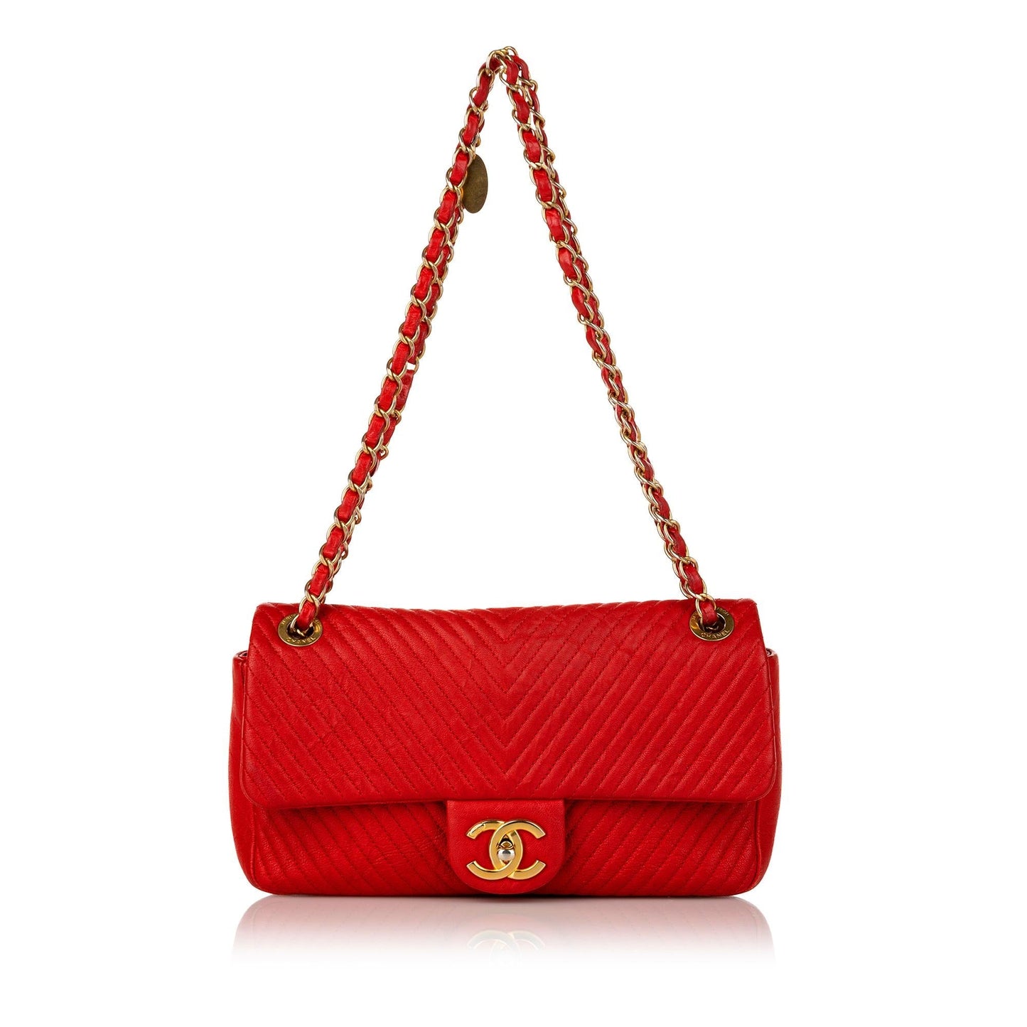 Chanel Surpique Chevron Flap SHG Shoulder Bag