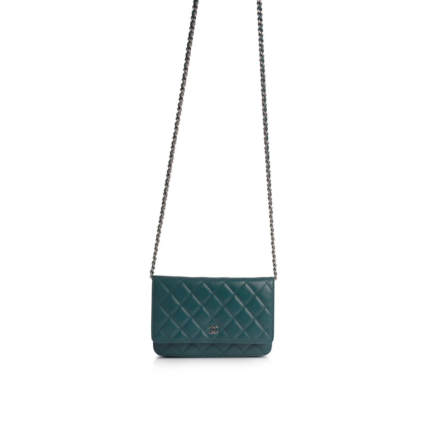 Chanel Teal Caviar Classic on Wallet Case