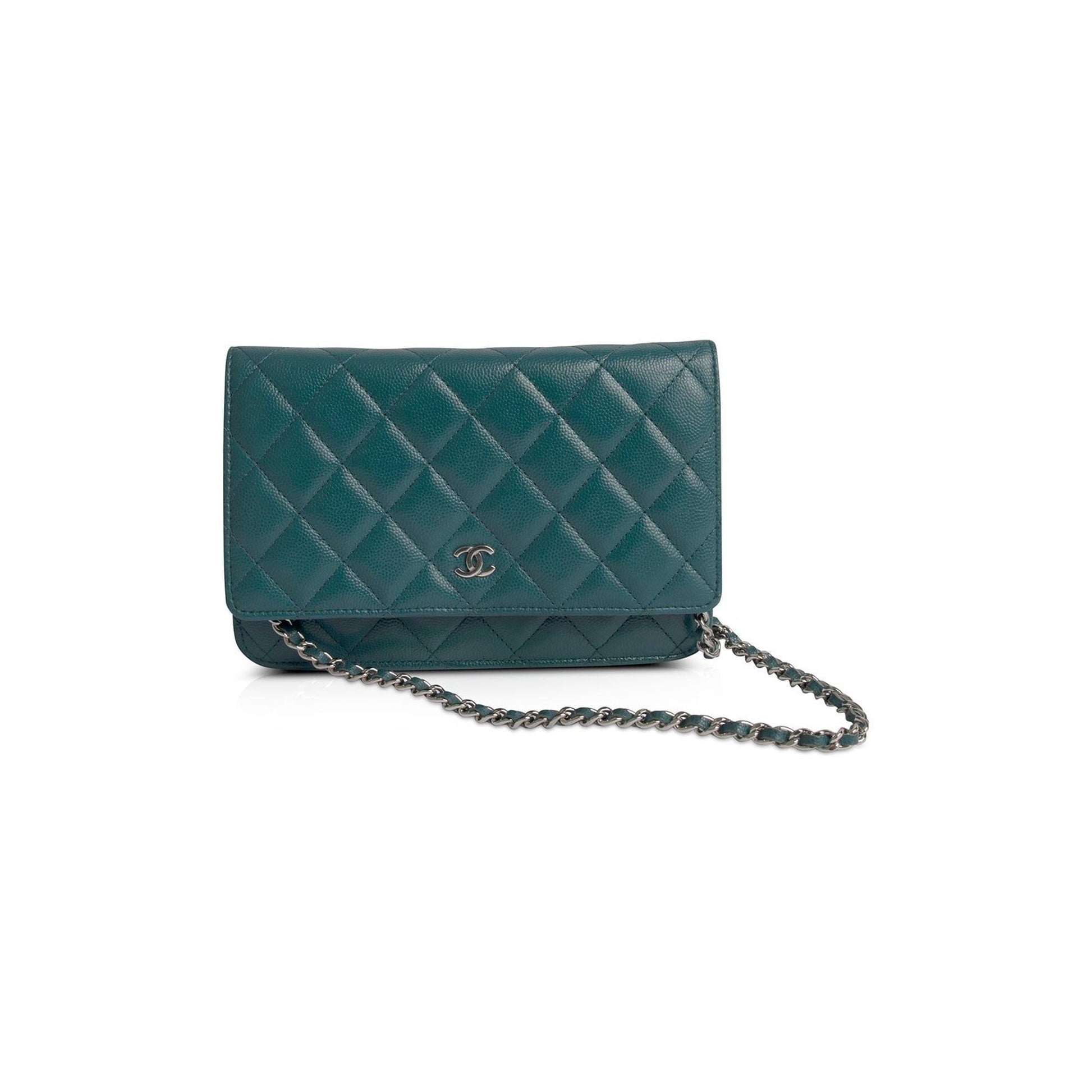 Chanel Teal Caviar Classic on Wallet Case