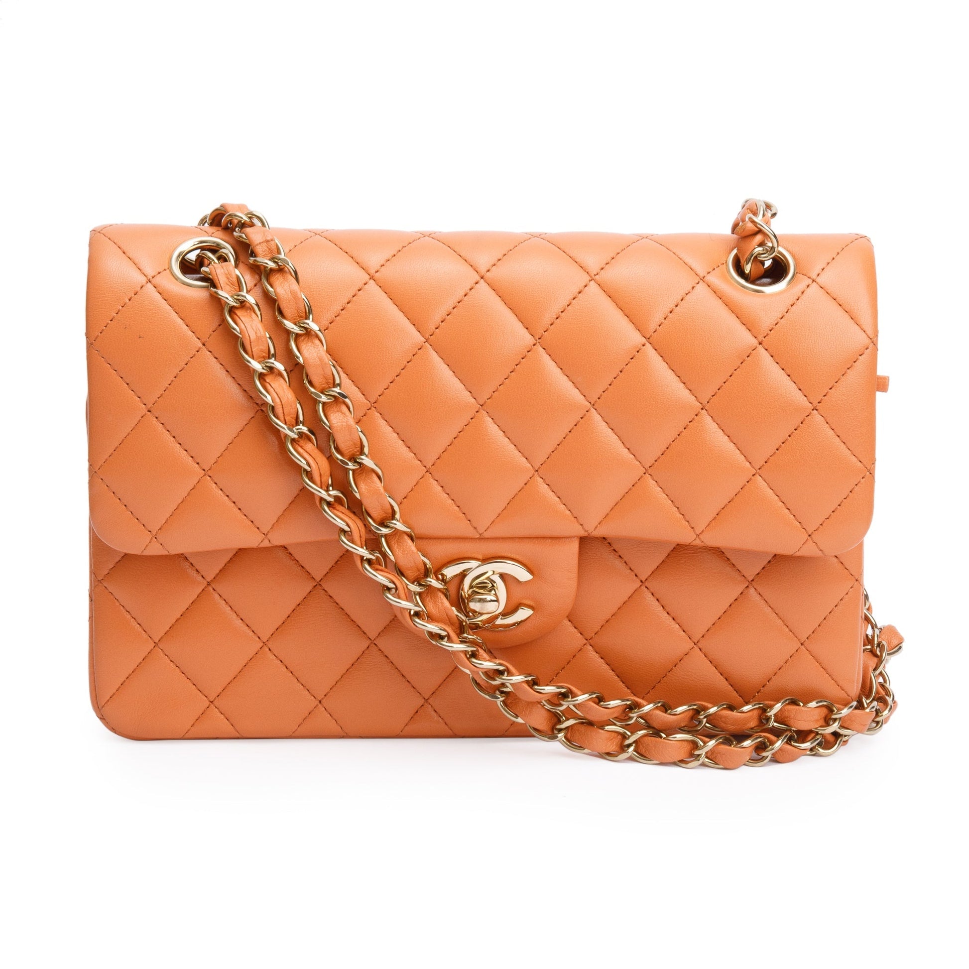 Chanel Terracotta Quilted Classic Double Flap Leather Lambskin Travel Bag