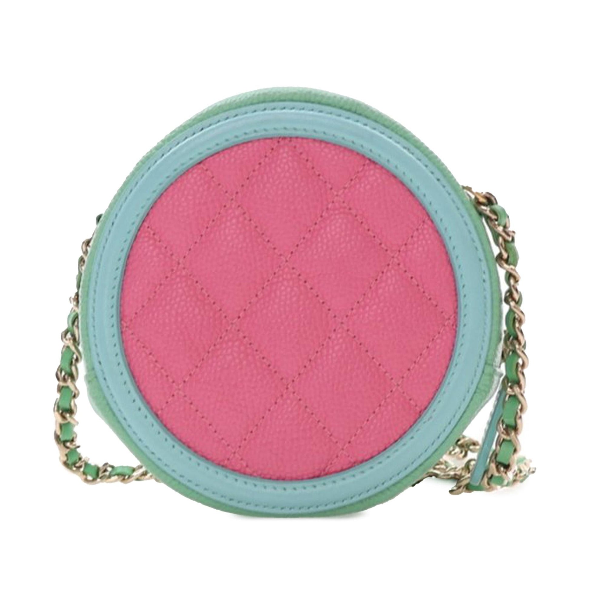Chanel Tricolor Caviar CC Filigree Round Crossbody Bag