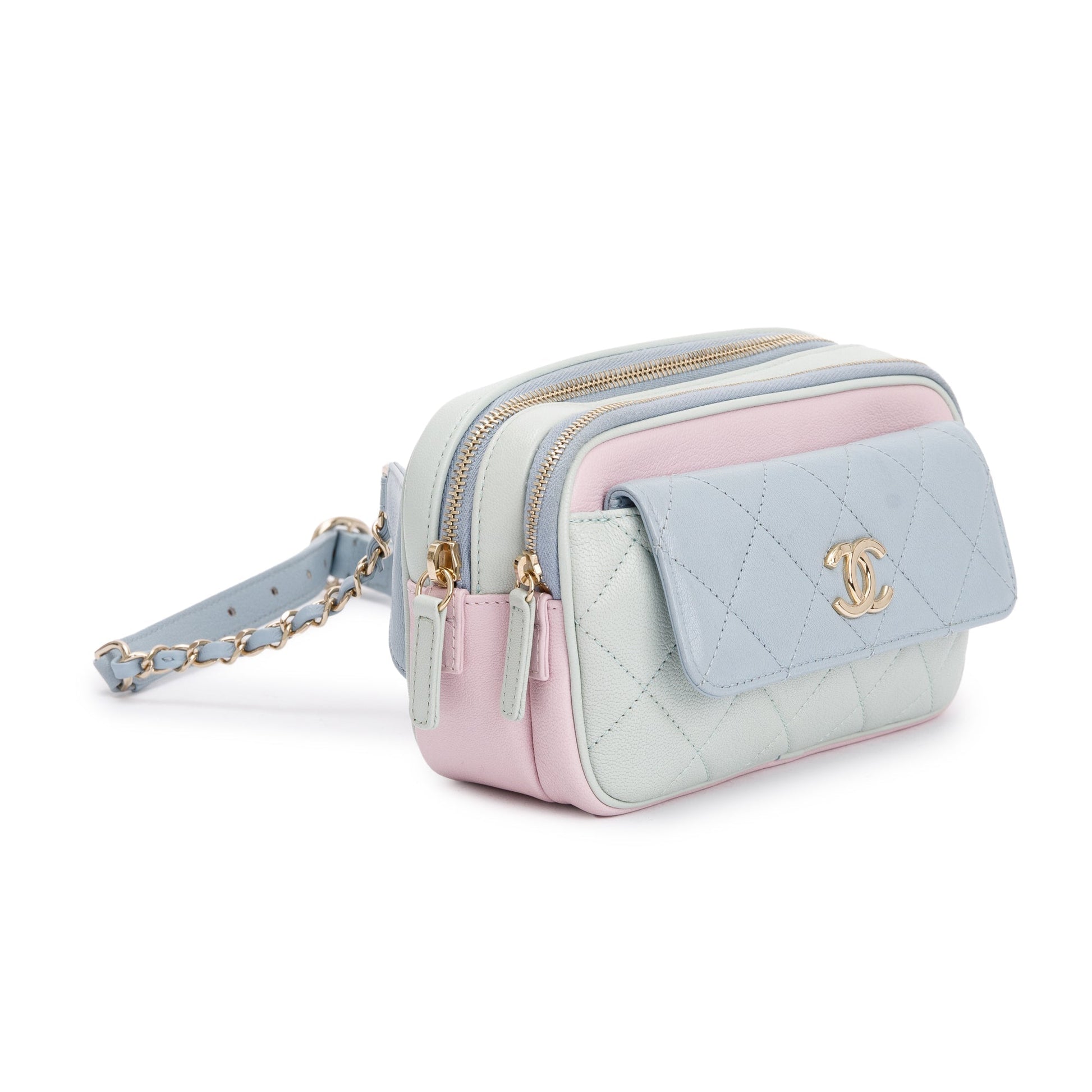 Chanel Tricolour Quilted & Out Camera Leather Calfskin Travel Bag