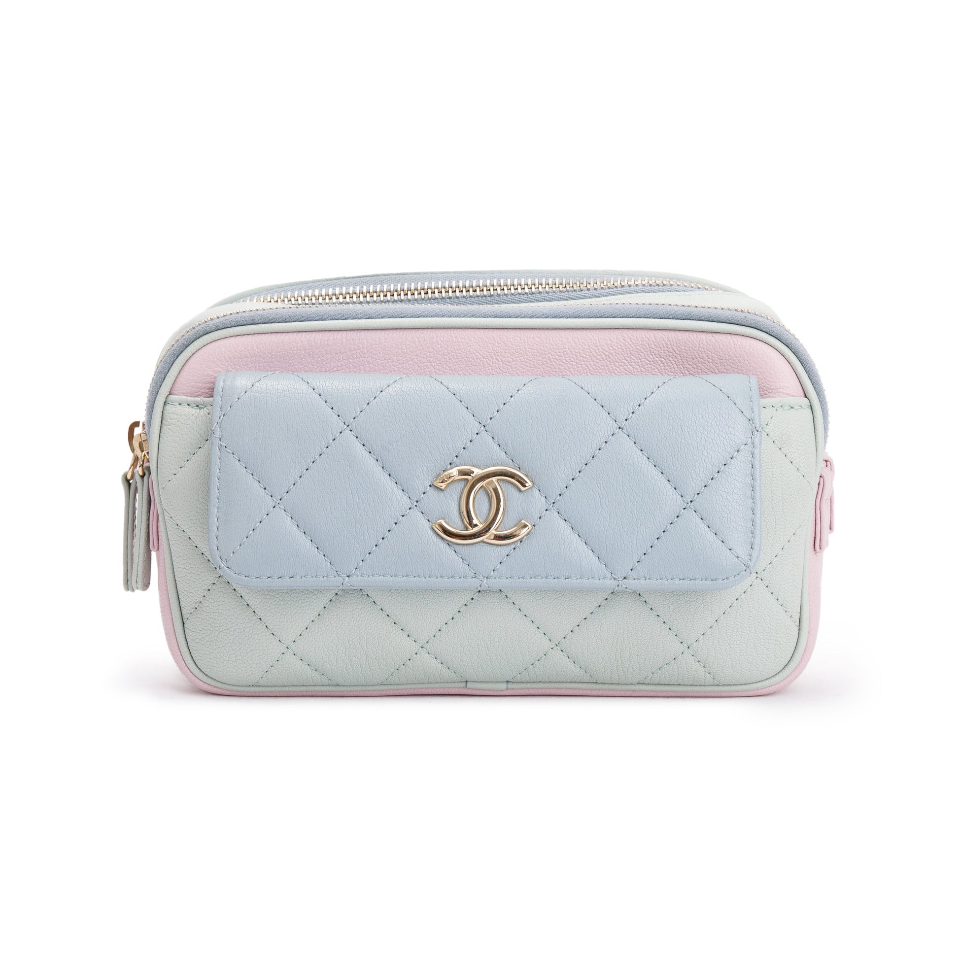 Chanel Tricolour Quilted & Out Camera Leather Calfskin Travel Bag