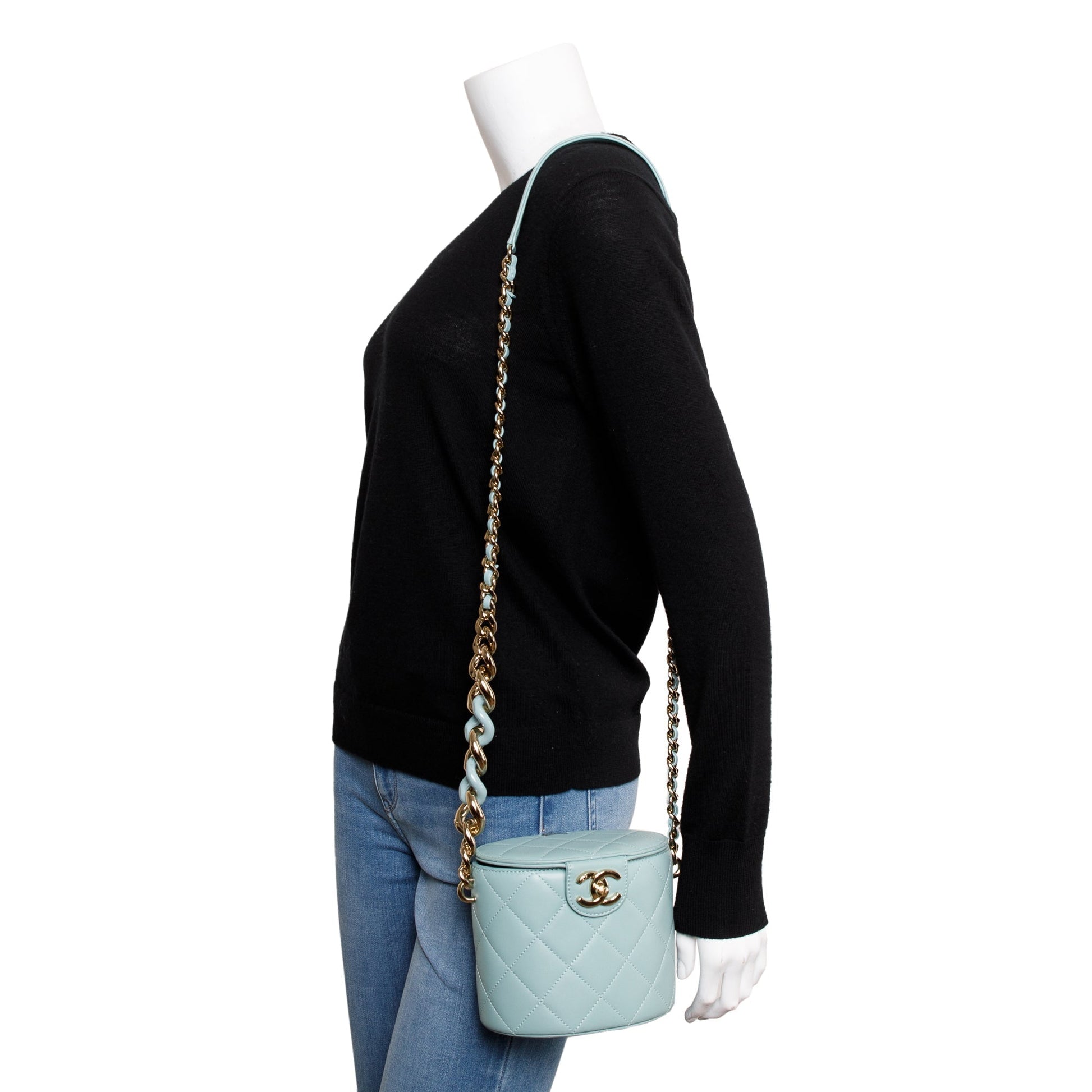 Chanel Turquoise Vanity on Leather Lambskin Travel Bag