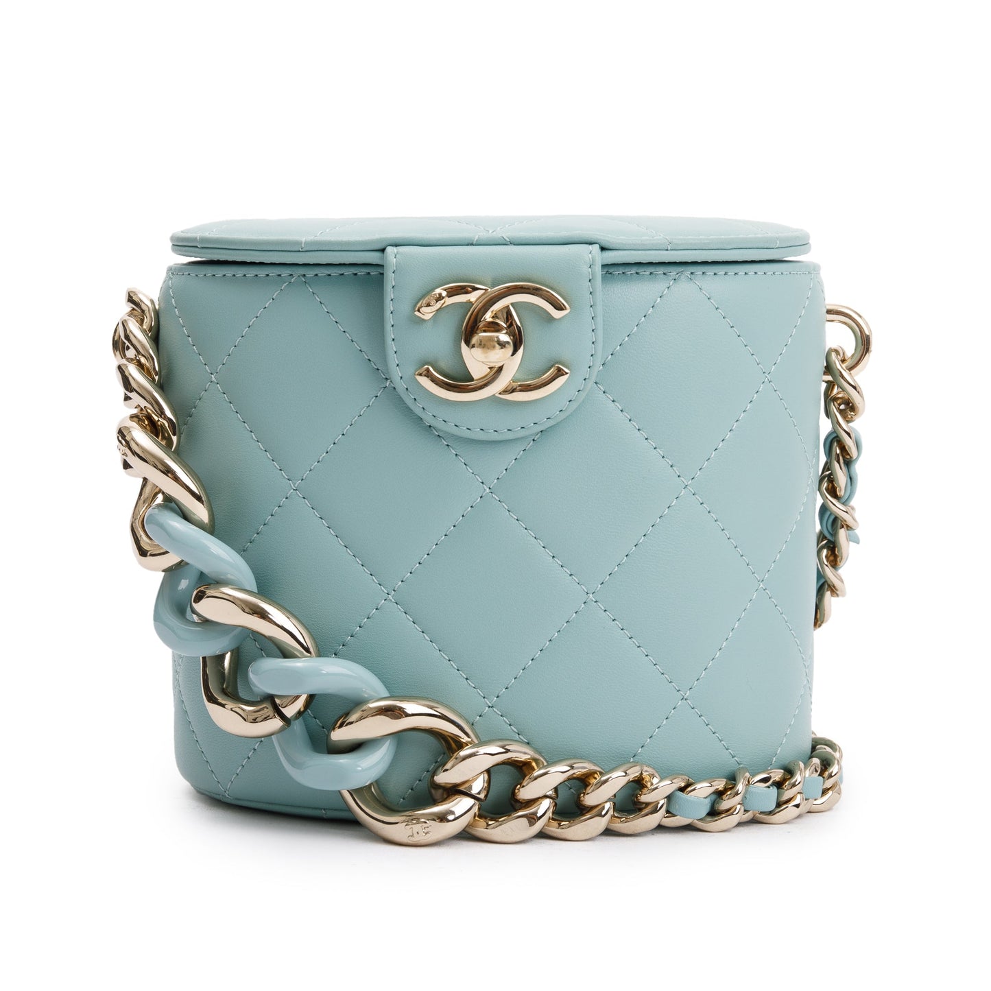 Chanel Turquoise Vanity on Leather Lambskin Travel Bag