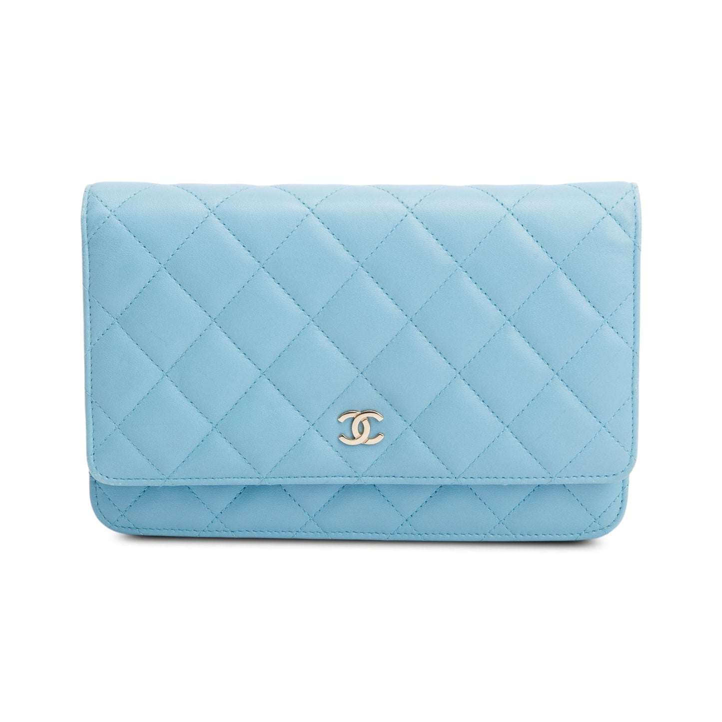Chanel Turquoise Quilted Classic on Leather Lambskin Wallet Case