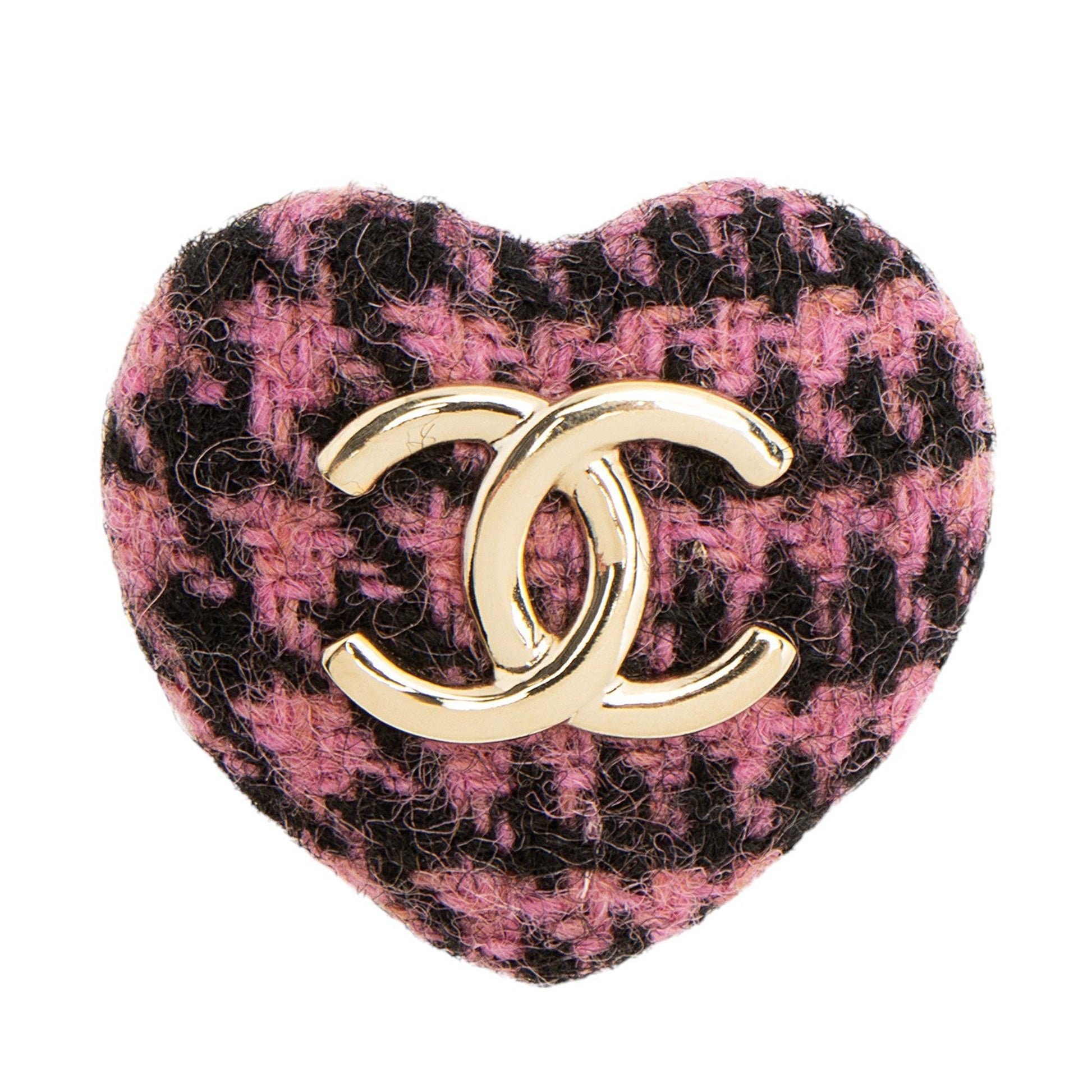 Chanel Tweed CC Heart Brooch Handbag