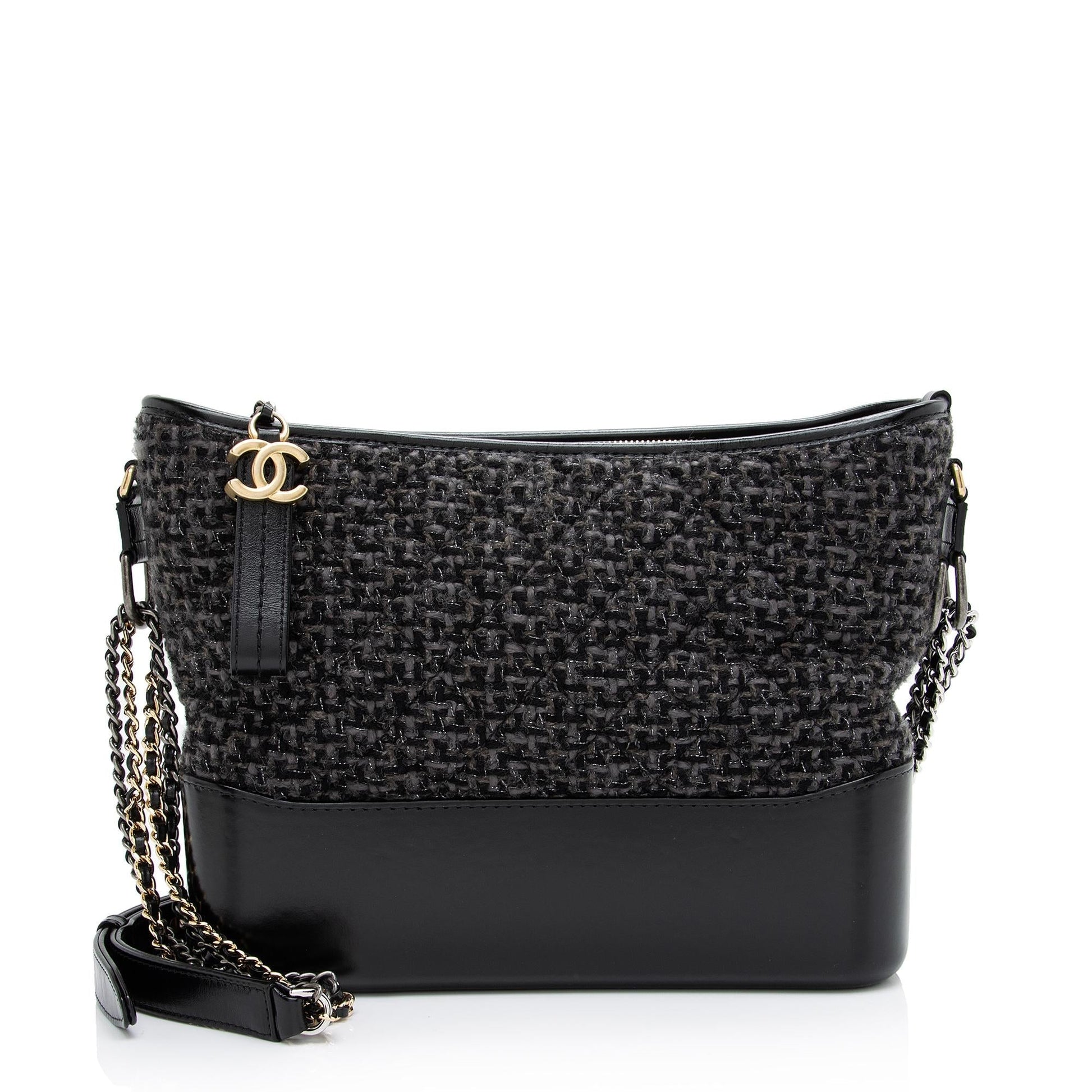 Chanel Tweed Calfskin Gabrielle Hobo Shoulder Bag