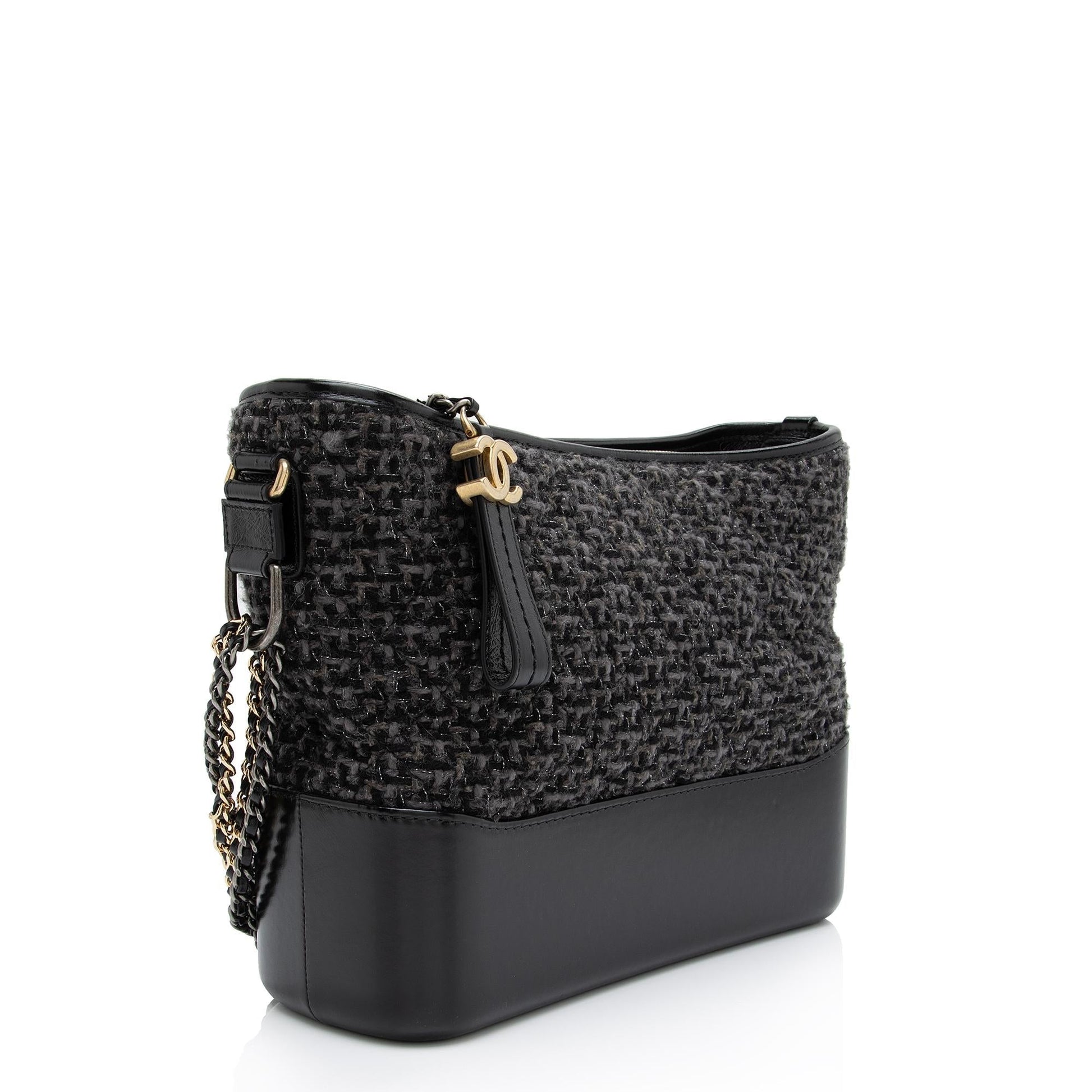 Chanel Tweed Calfskin Gabrielle Hobo Shoulder Bag