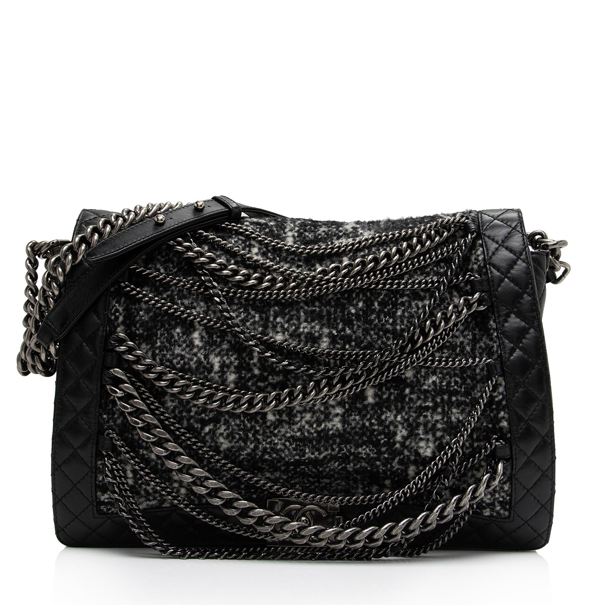 Chanel Tweed Calfskin Paris Dallas Enchained Boy Handbag
