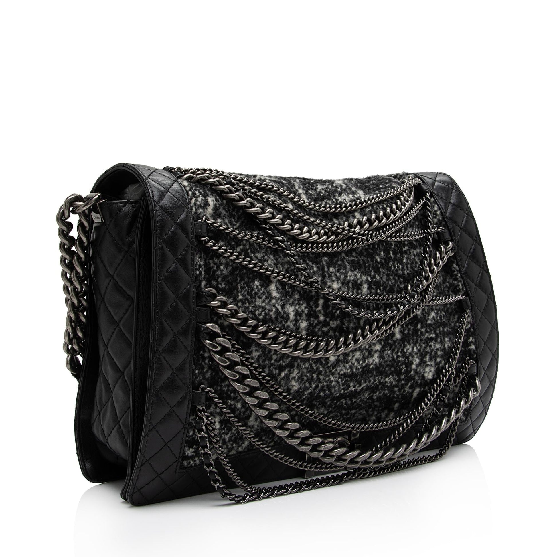 Chanel Tweed Calfskin Paris Dallas Enchained Boy Handbag