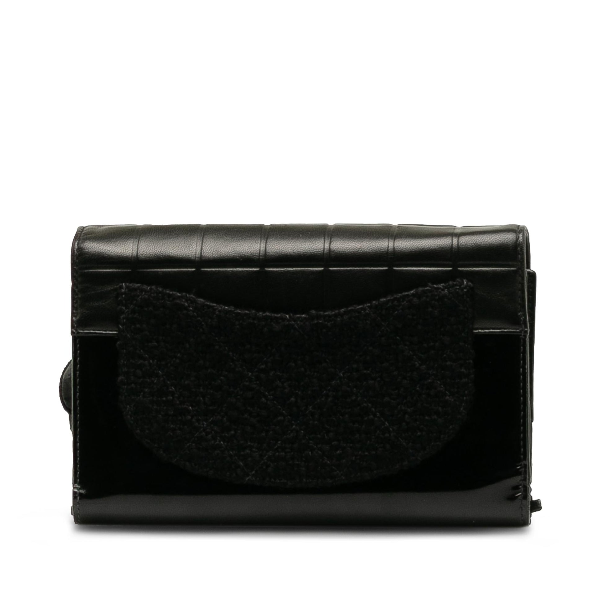 Chanel Tweed Chocolate Bar Camellia SHG-6UFZfw Clutch Bag