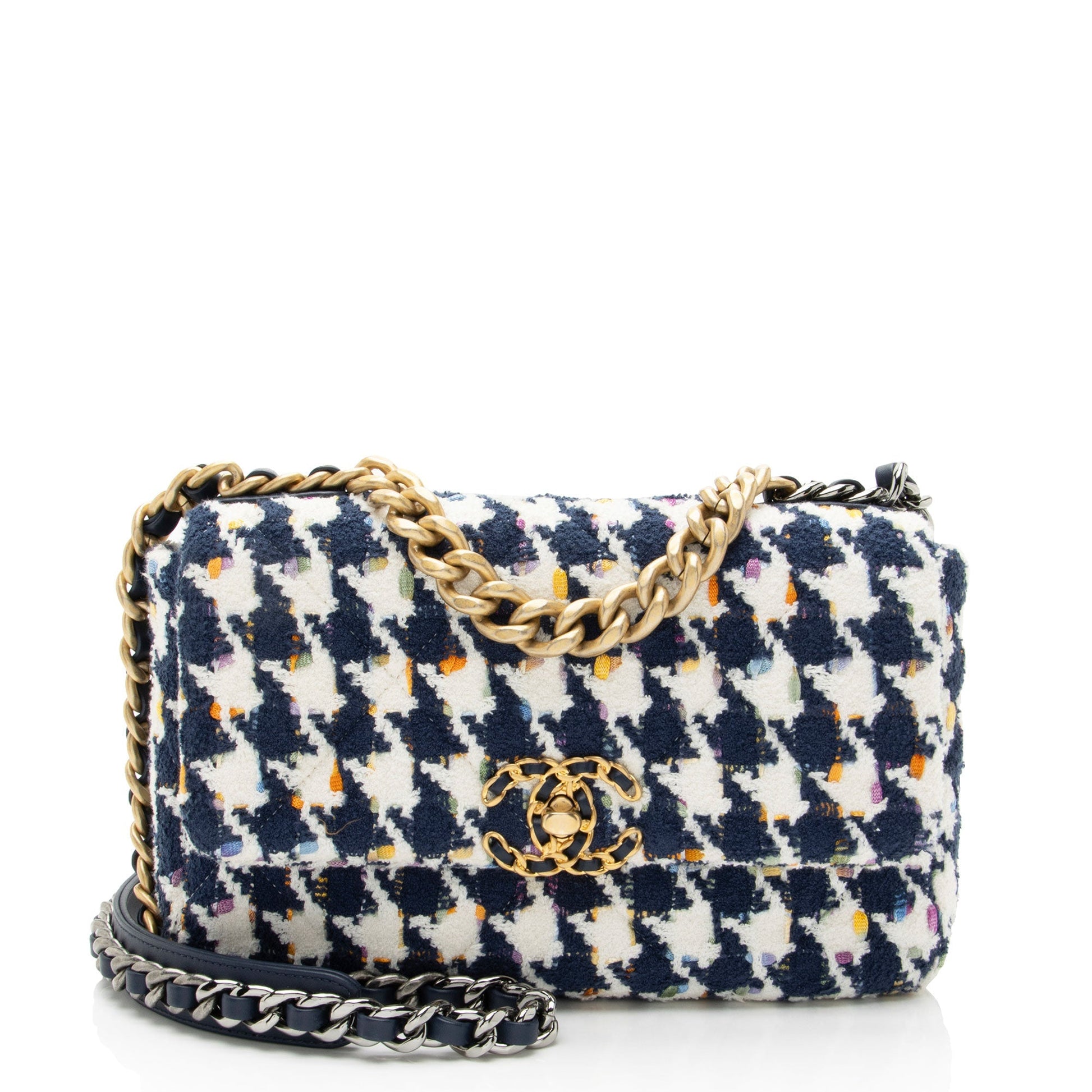 Chanel Tweed Houndstooth 19 Flap Shoulder Bag