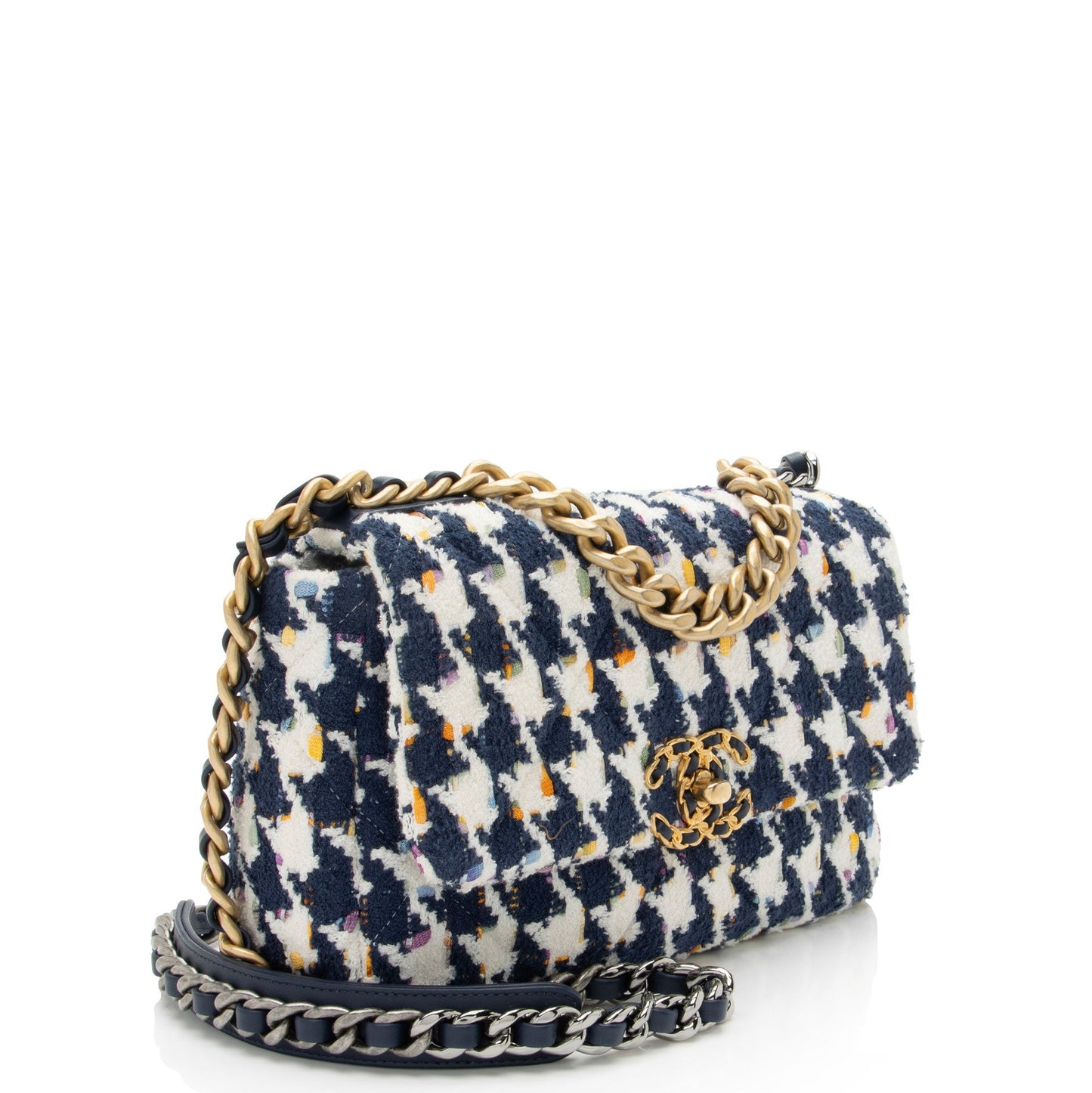 Chanel Tweed Houndstooth 19 Flap Shoulder Bag