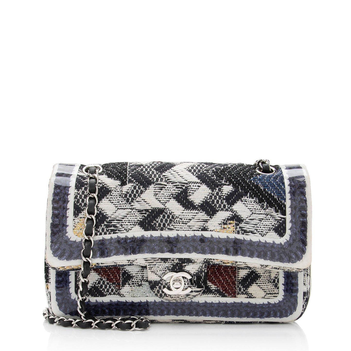 Chanel Tweed Silicone Double Flap Shoulder Bag