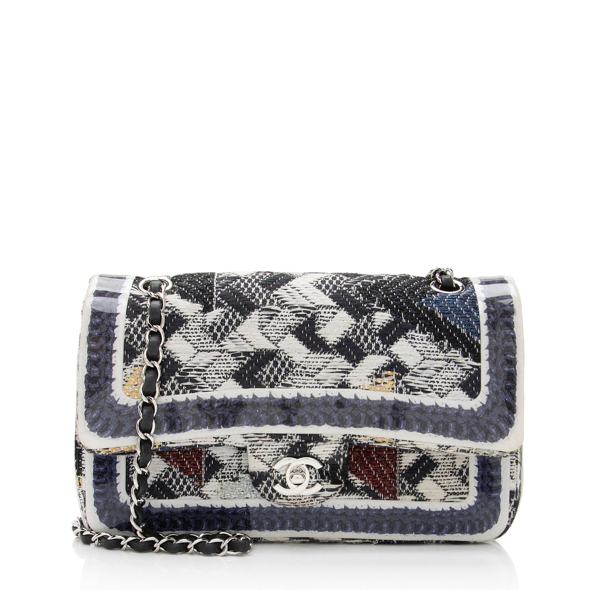 Chanel Tweed Silicone Double Flap Shoulder Bag
