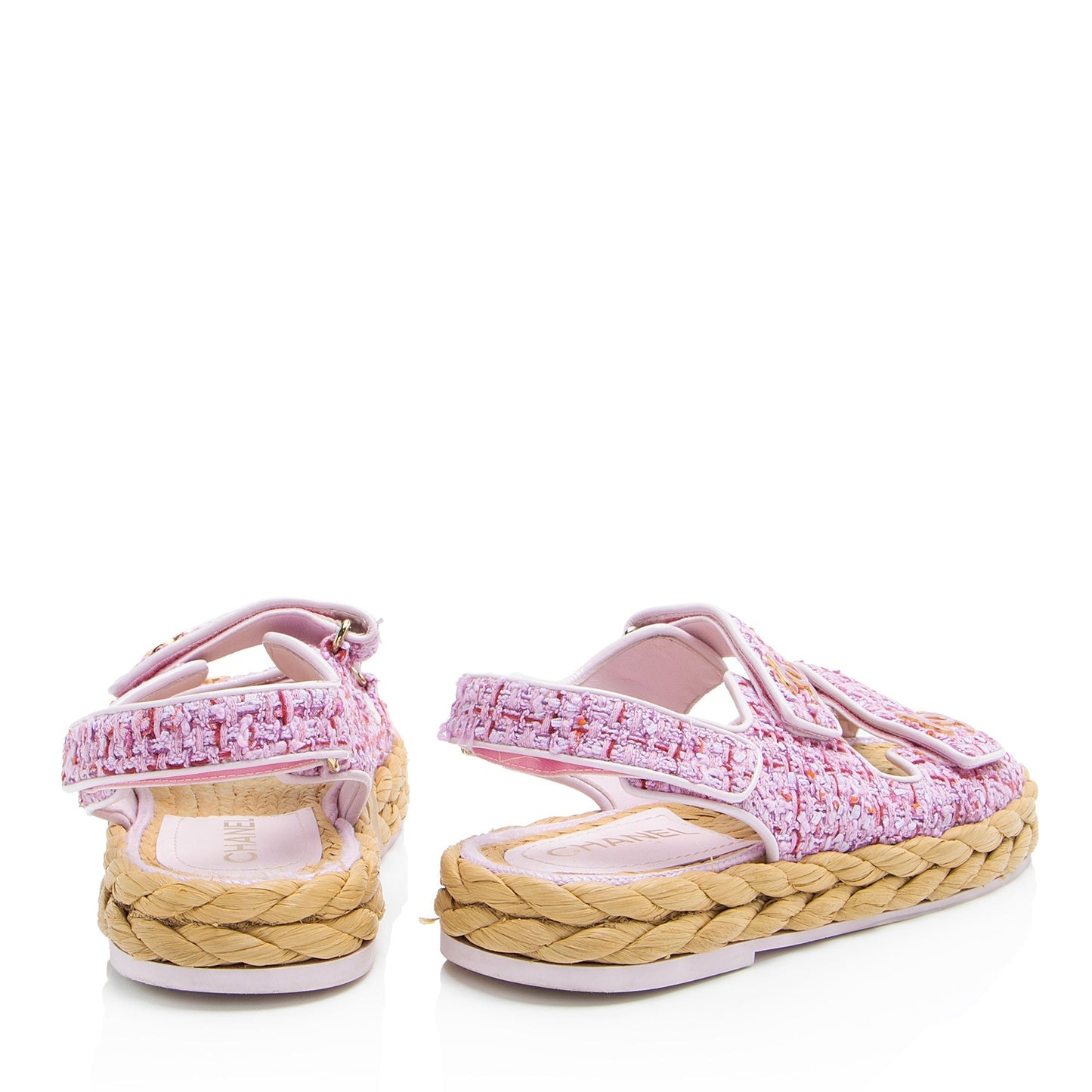 Chanel Tweed Velcro Cc Dad Sandals - Size 7 37