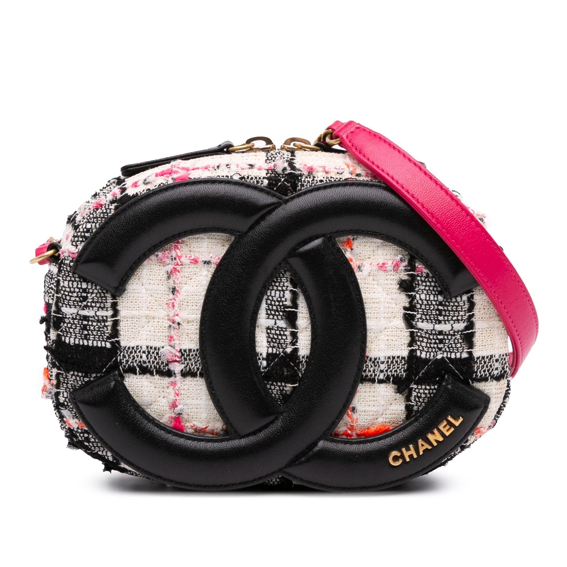 Chanel Tweed Lambskin Coco Midnight Camera Crossbody Bag