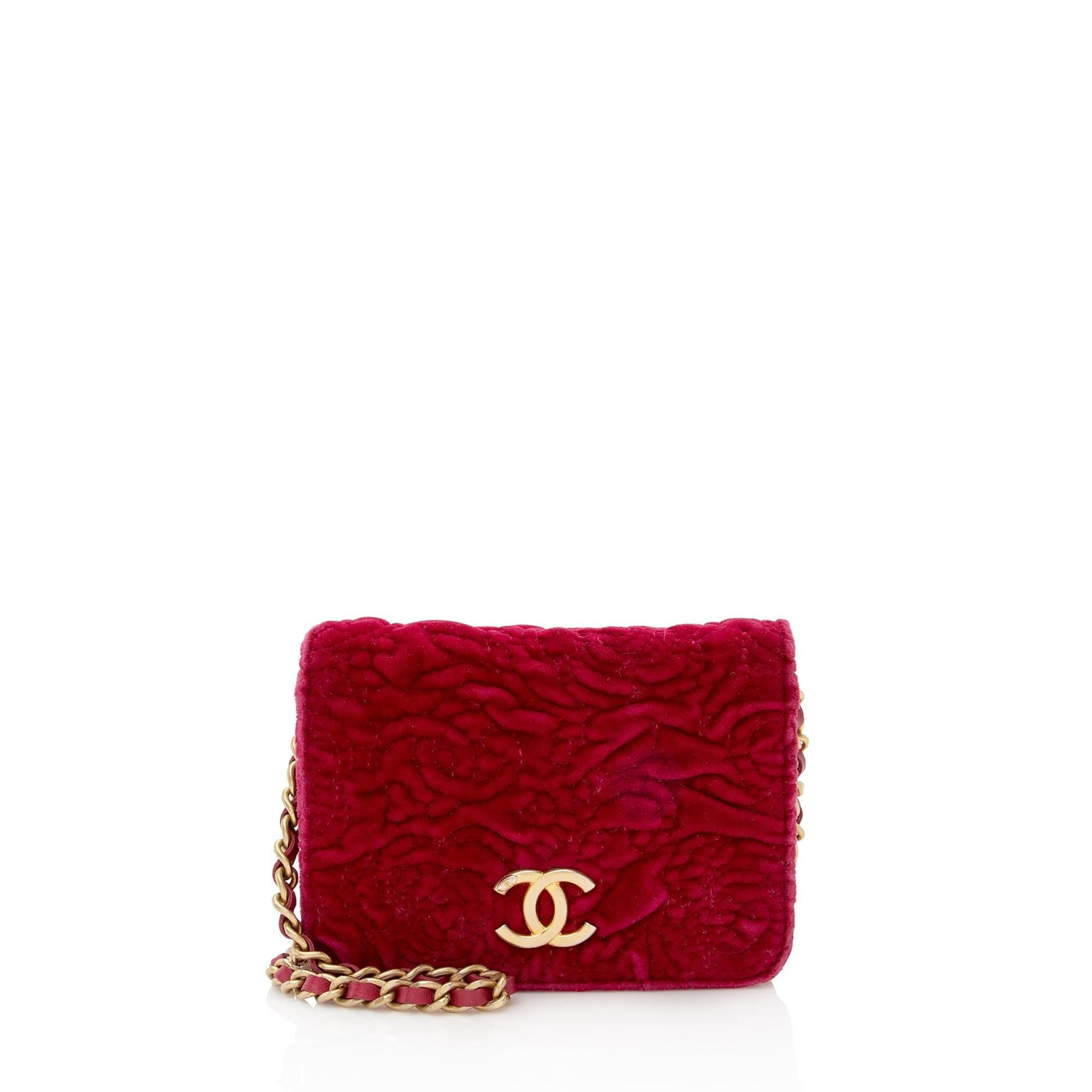 Chanel Velvet Camellia Flap Coin Purse on Wallet Case