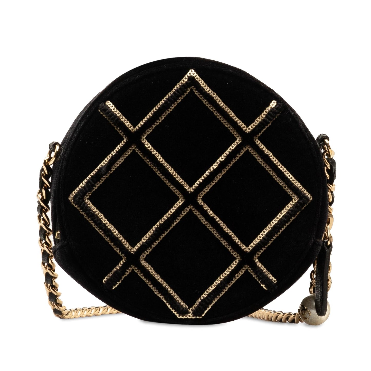 Chanel Velvet Pearl Sequin Round Crossbody Bag Crossbody 1
