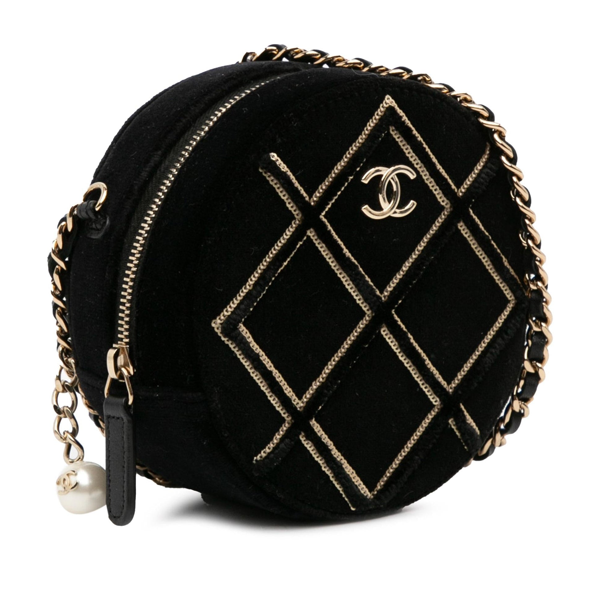 Chanel Velvet Pearl Sequin Round Crossbody Bag Crossbody 2