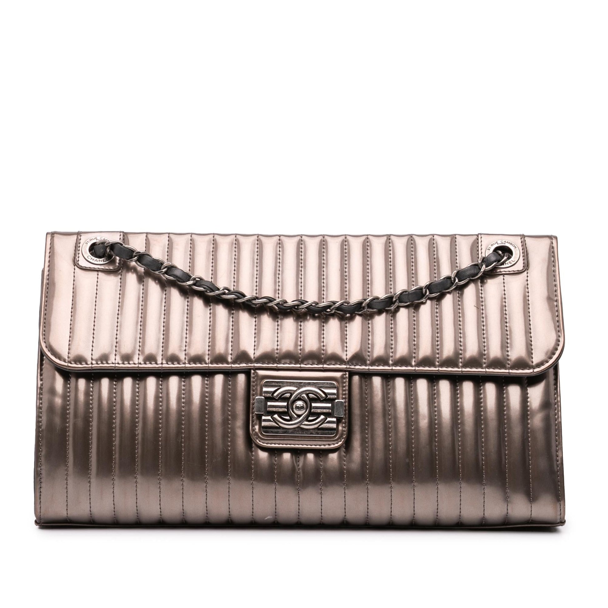 Chanel Vertical Quilted Patent Maharaja Express Flap Handbag