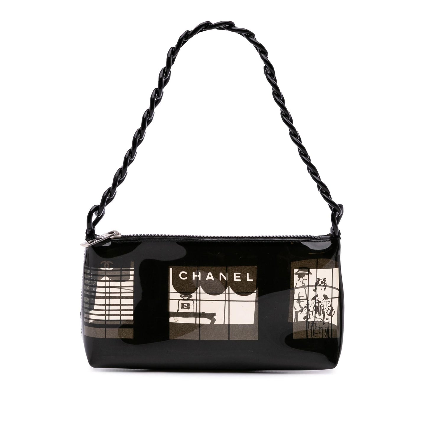 Chanel Vinyl Coco Window Pochette Clutch Bag