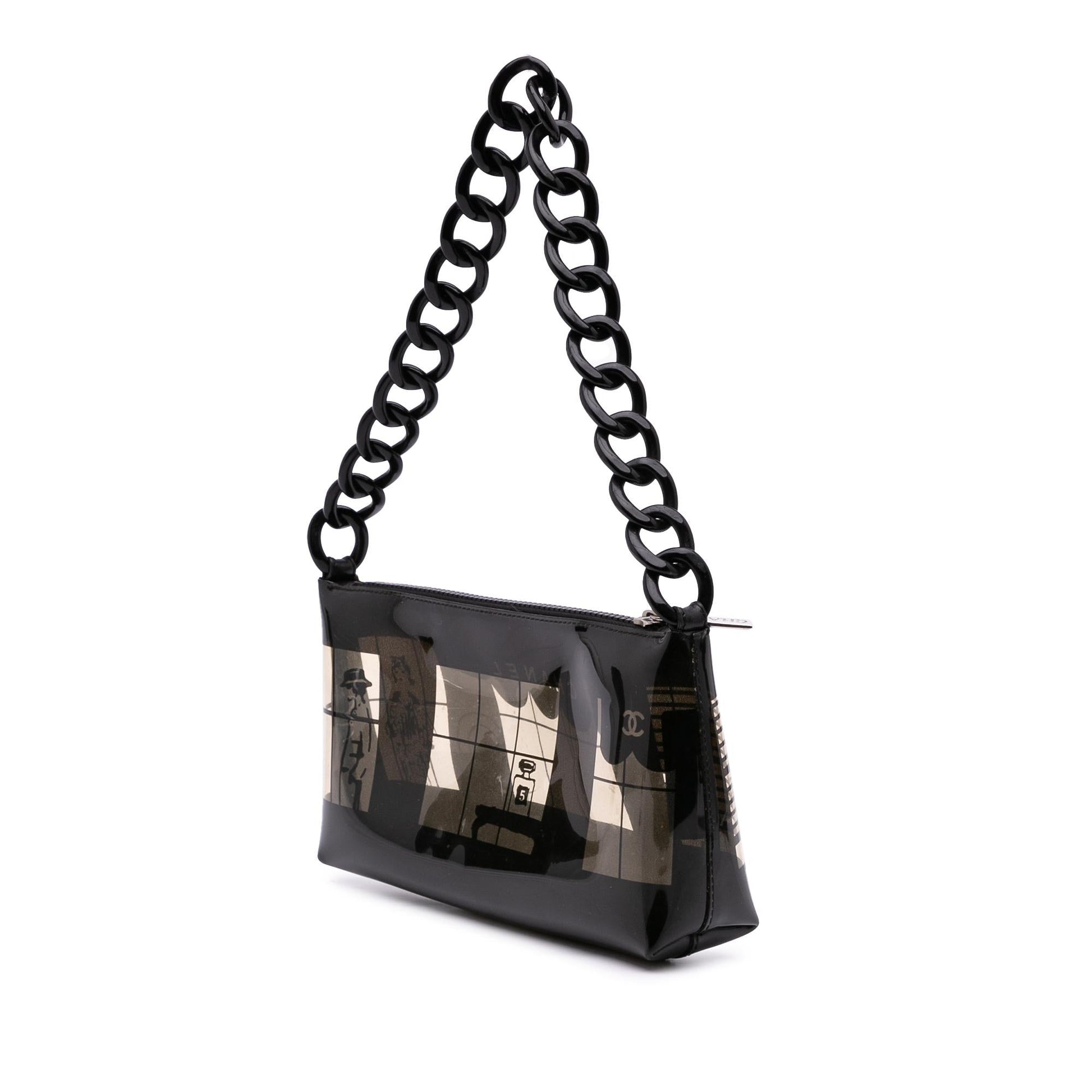 Chanel Vinyl Coco Window Pochette Clutch Bag