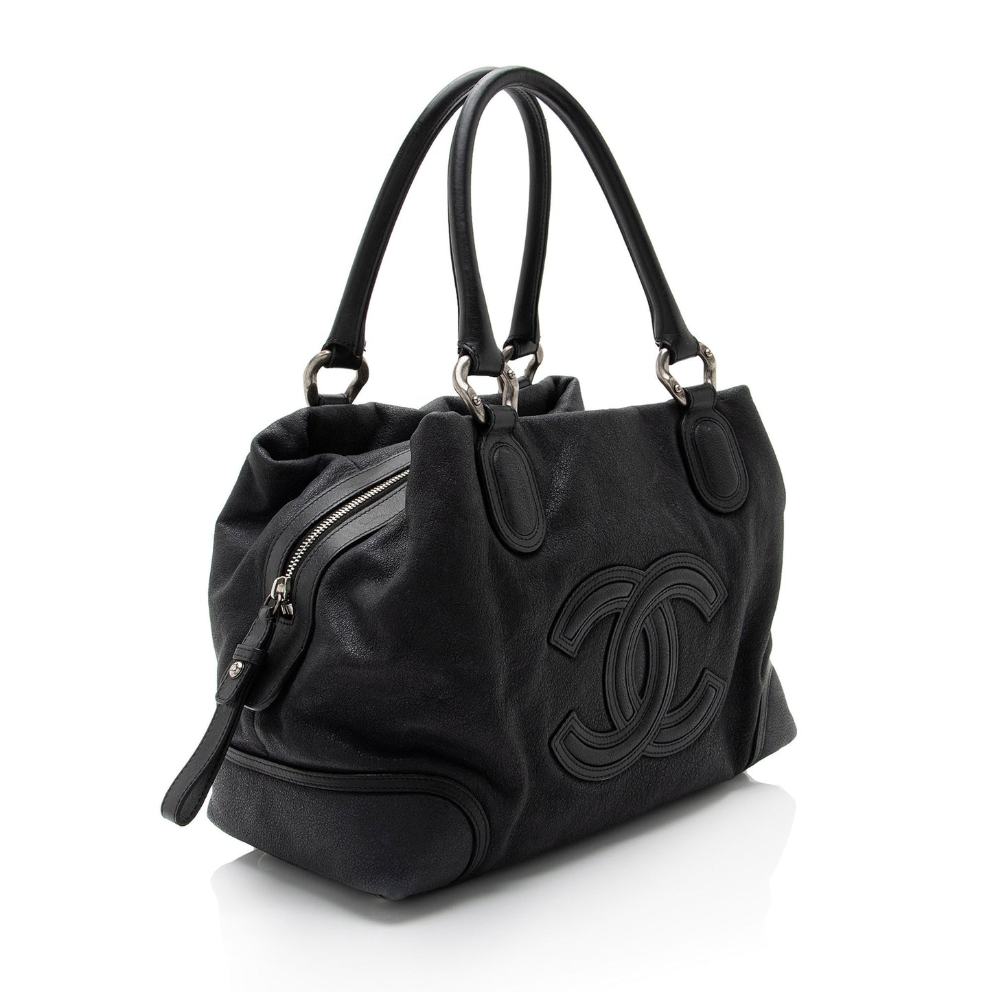 Chanel Washed Grained Calfskin CC Cup Satchel Bag