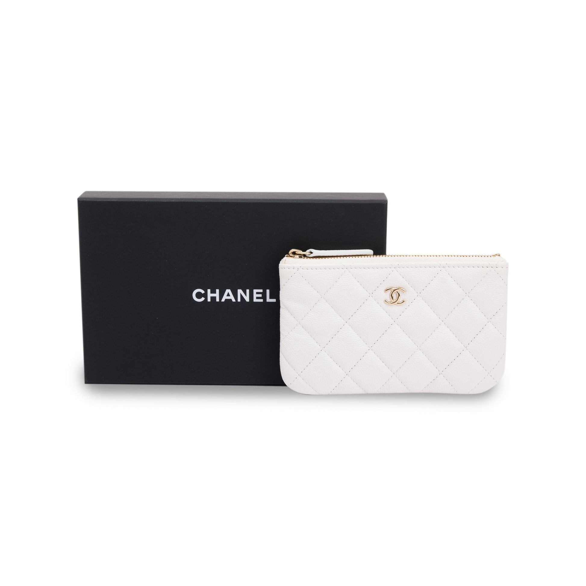 Chanel Caviar Classic O White Travel Bag