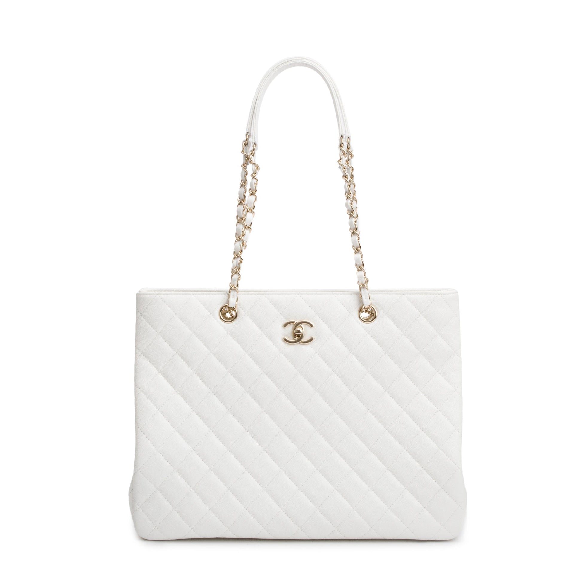 Chanel Caviar Classic Timeless Shopping Leather White Travel Bag
