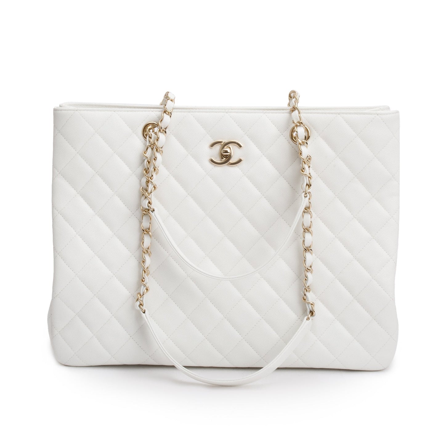 Chanel Caviar Classic Timeless Shopping Leather White Travel Bag