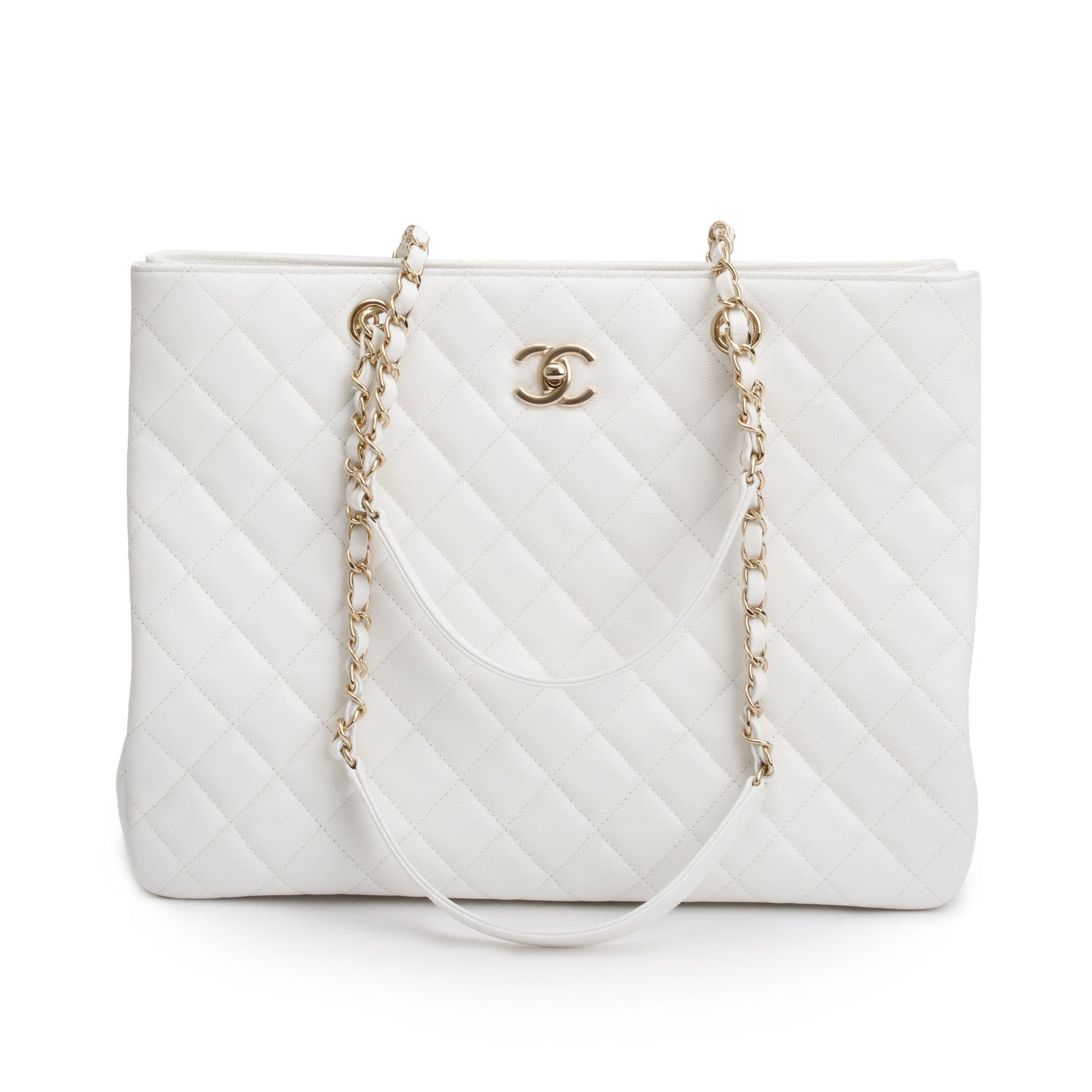 Chanel Caviar Classic Timeless Shopping Leather White Travel Bag