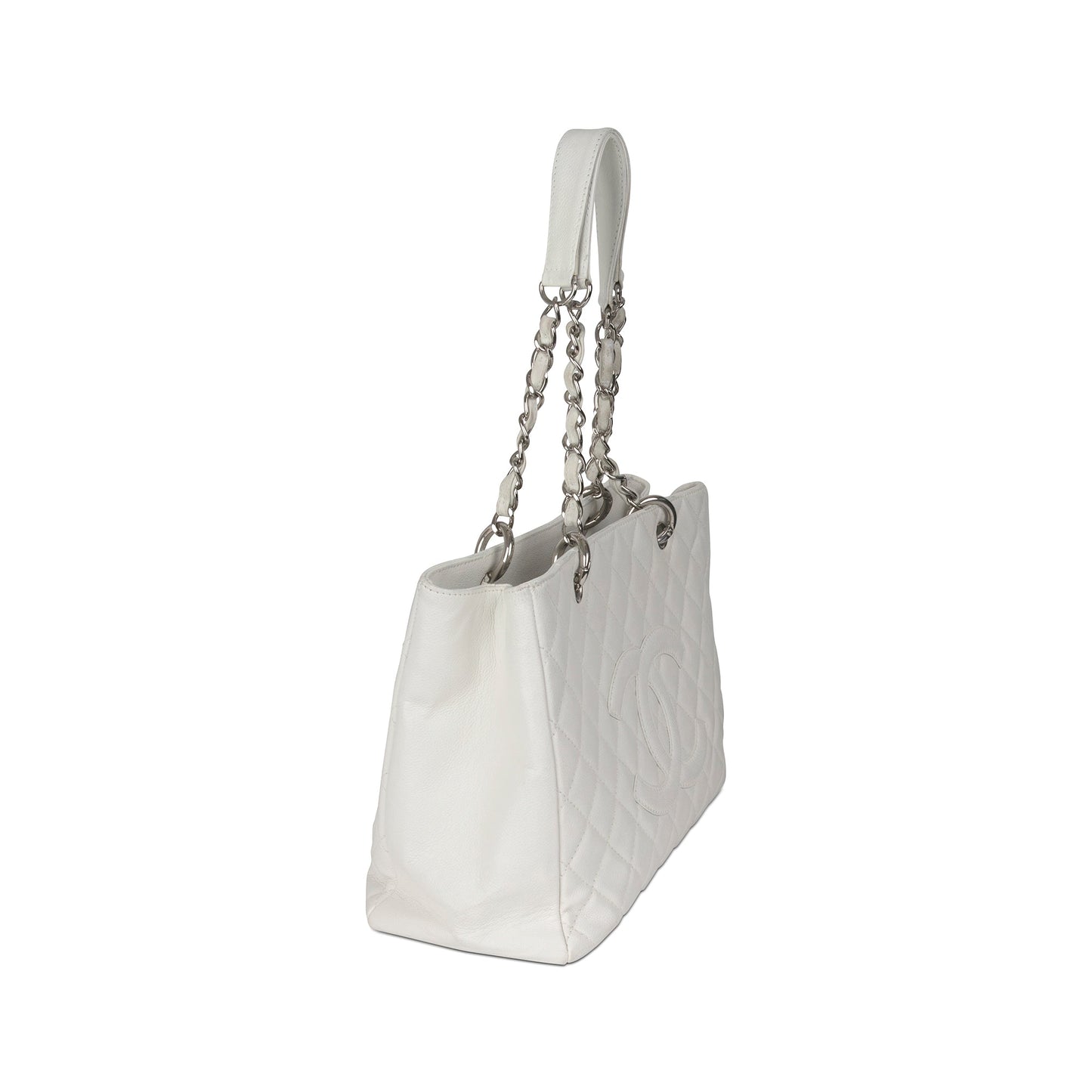 Chanel Caviar Grand Shopping GST Leather White Travel Bag
