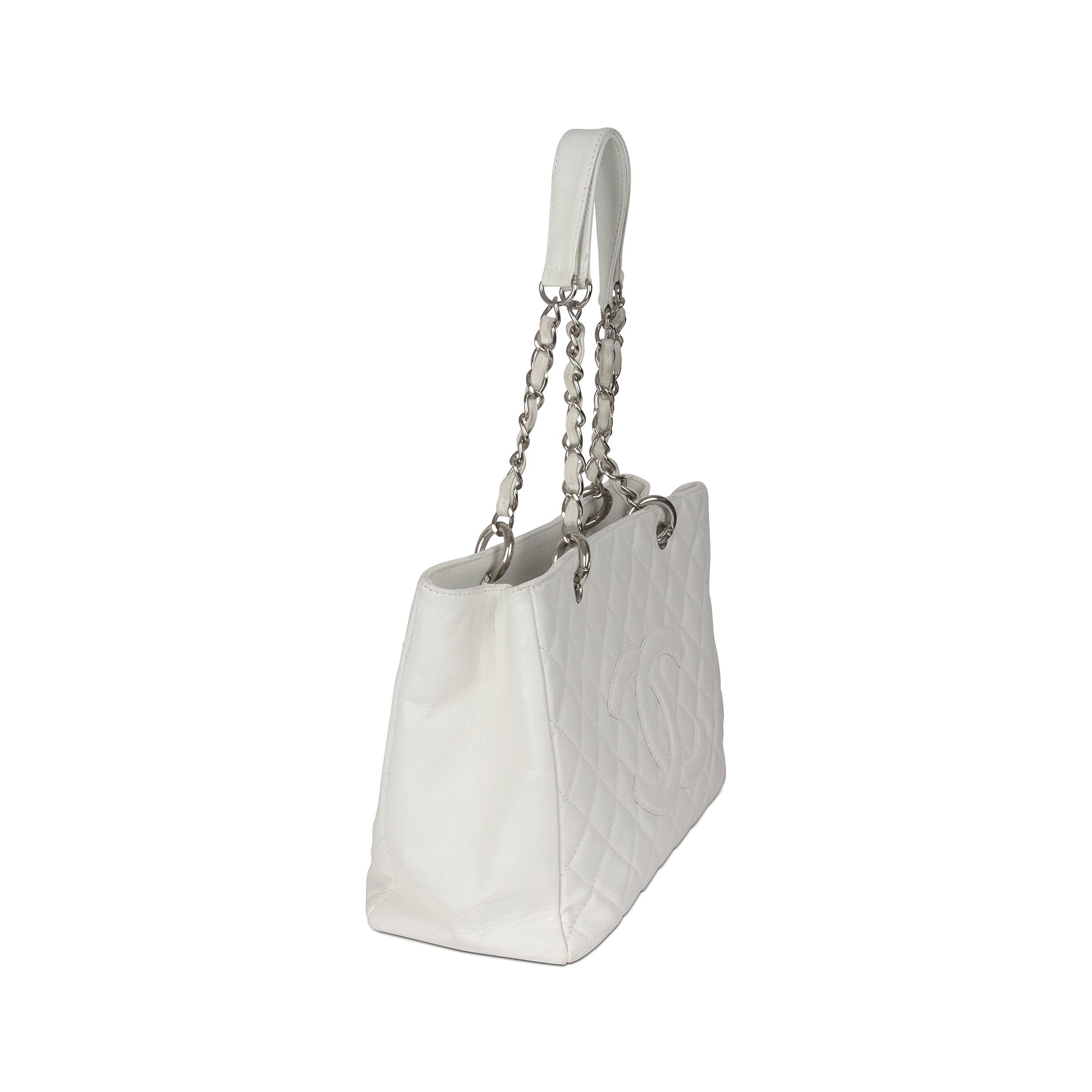 Chanel Caviar Grand Shopping GST Leather White Travel Bag