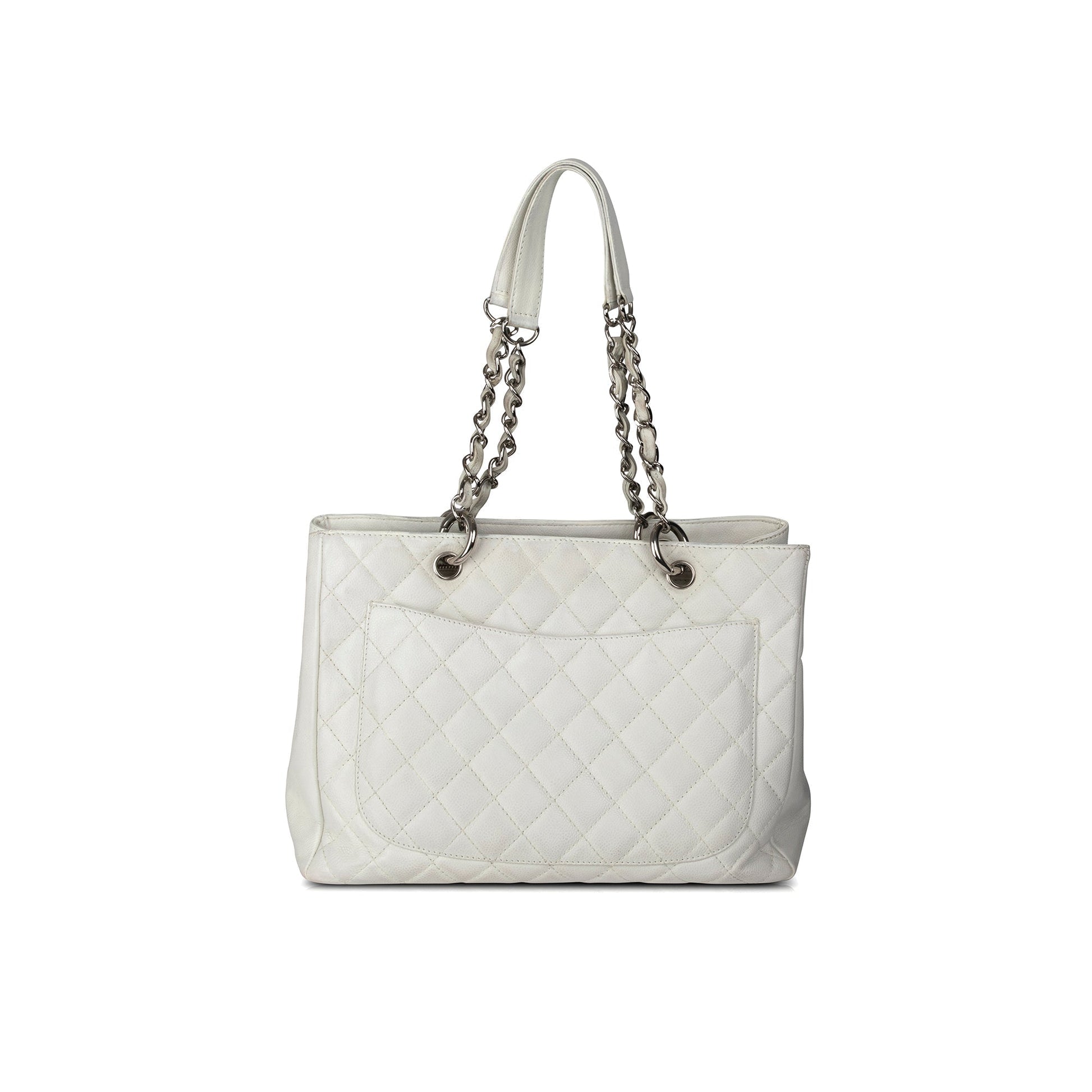 Chanel Caviar Grand Shopping GST Leather White Travel Bag