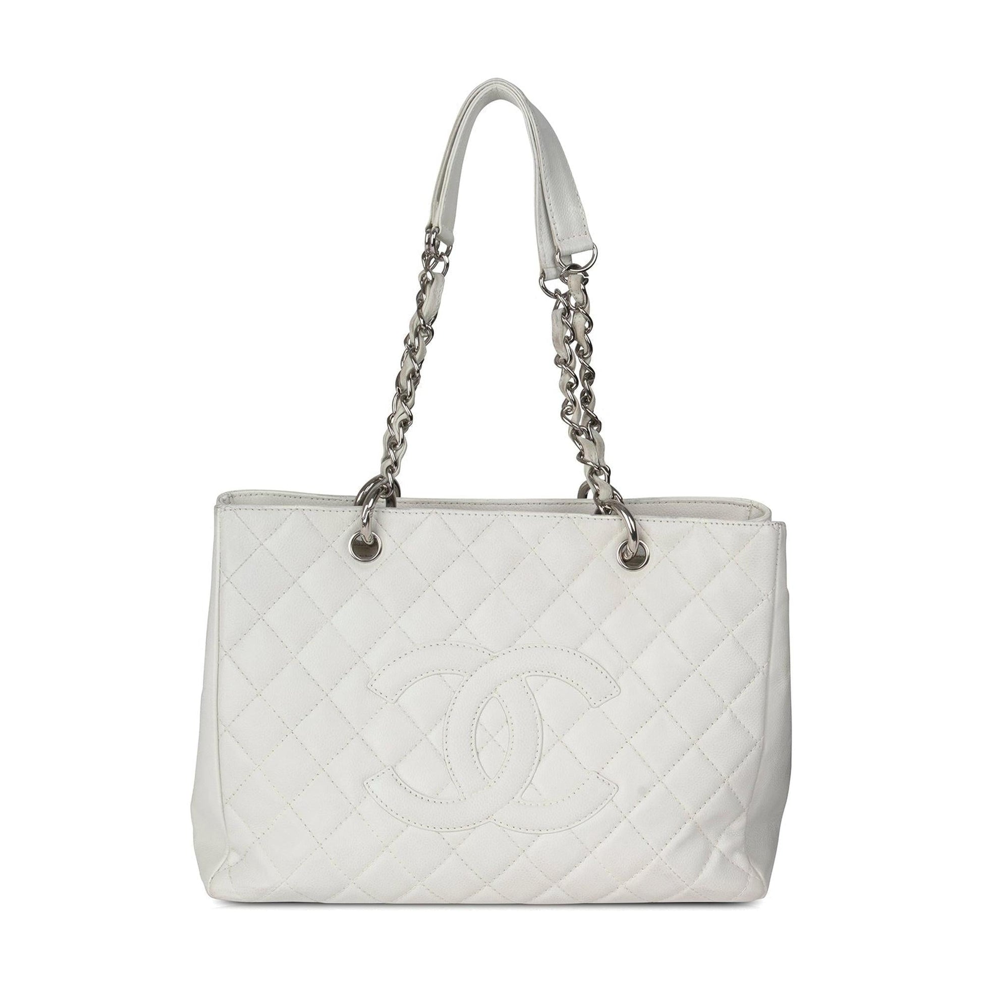 Chanel Caviar Grand Shopping GST Leather White Travel Bag