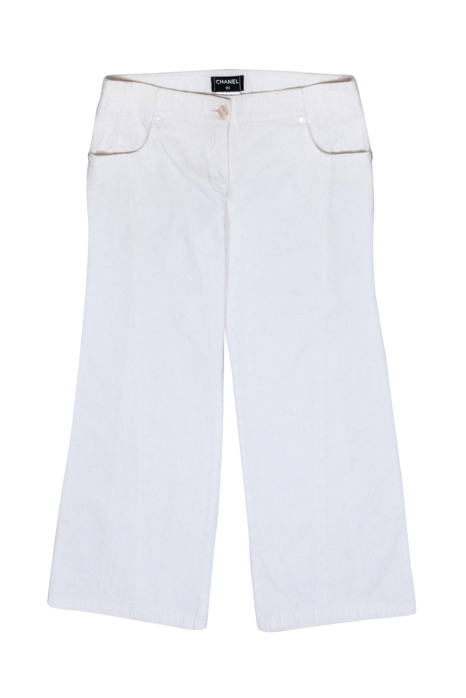 Chanel - White Cropped Denim Pants Sz